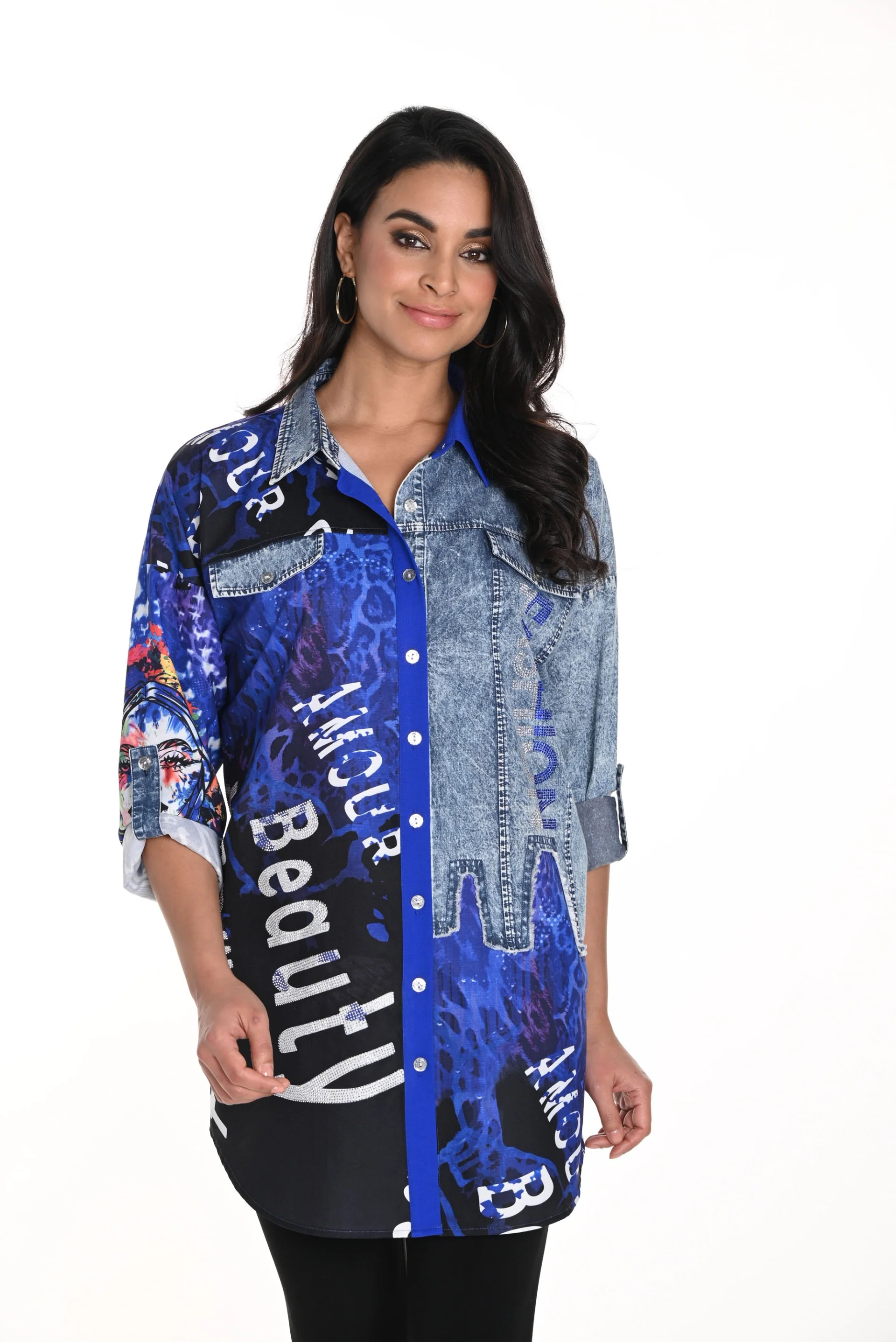 Frank Lyman Abstract Print Button Down Blouse Style 243528U - Image 6