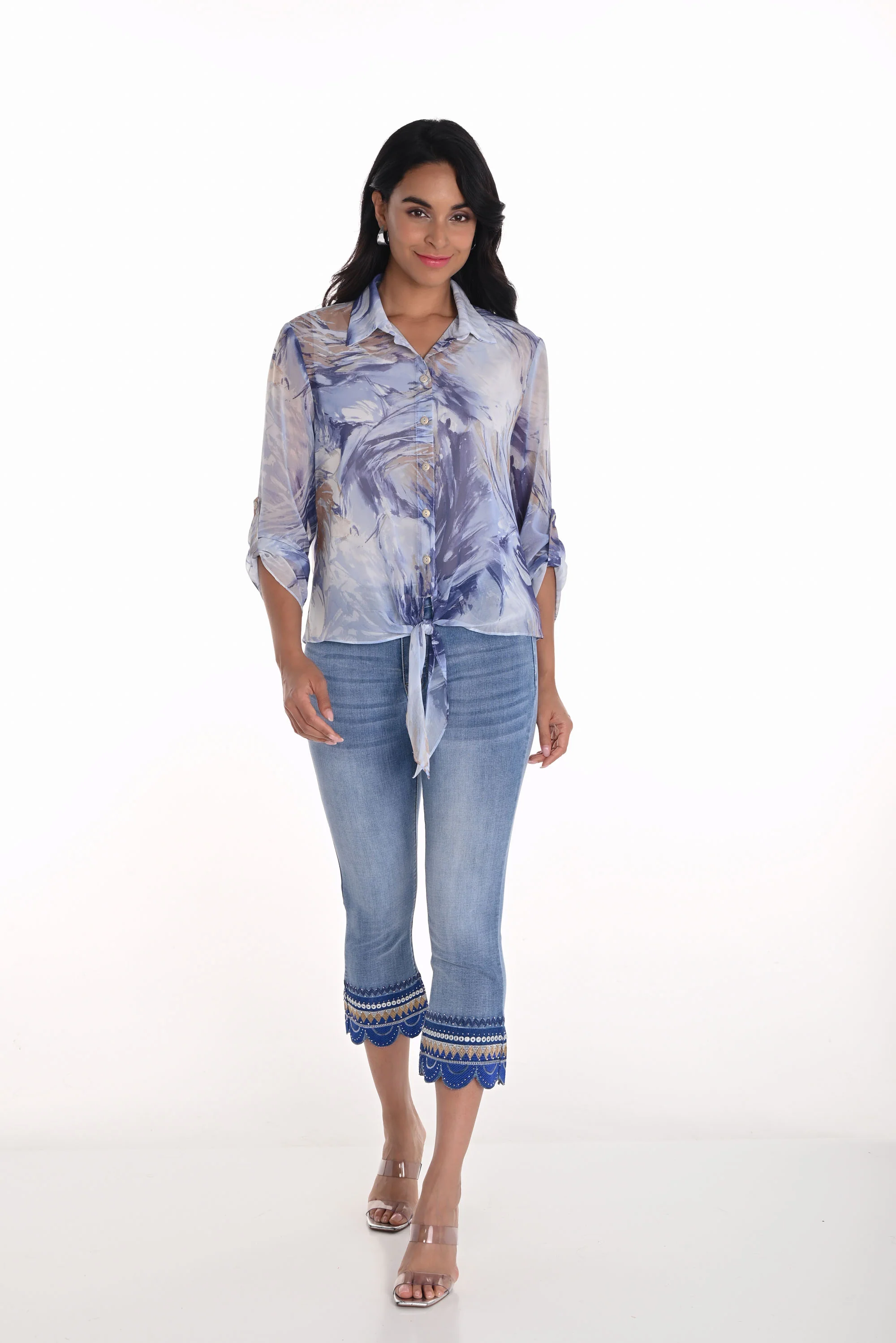 Frank Lyman Blue Denim Cropped Jeans Style 251559 - Image 4