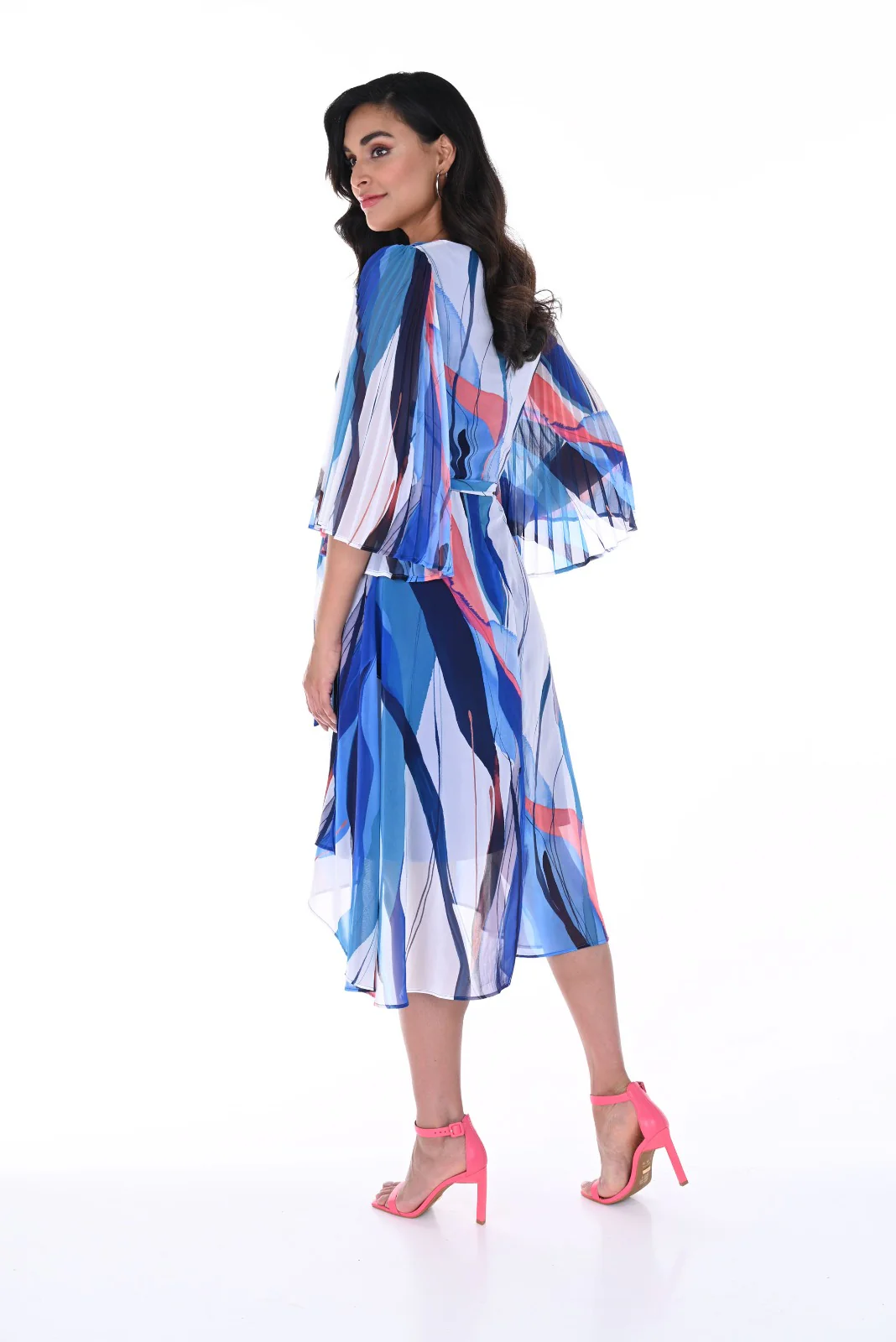 Frank Lyman Blue/Multi Abstract Print Wrap Dress Style 246102 - Image 2