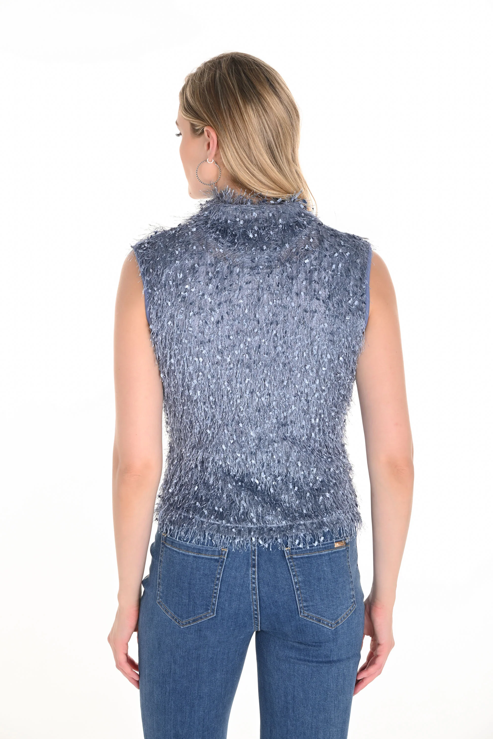 Frank Lyman Blue Turtleneck Sleeveless Top Style 253793 - Image 2