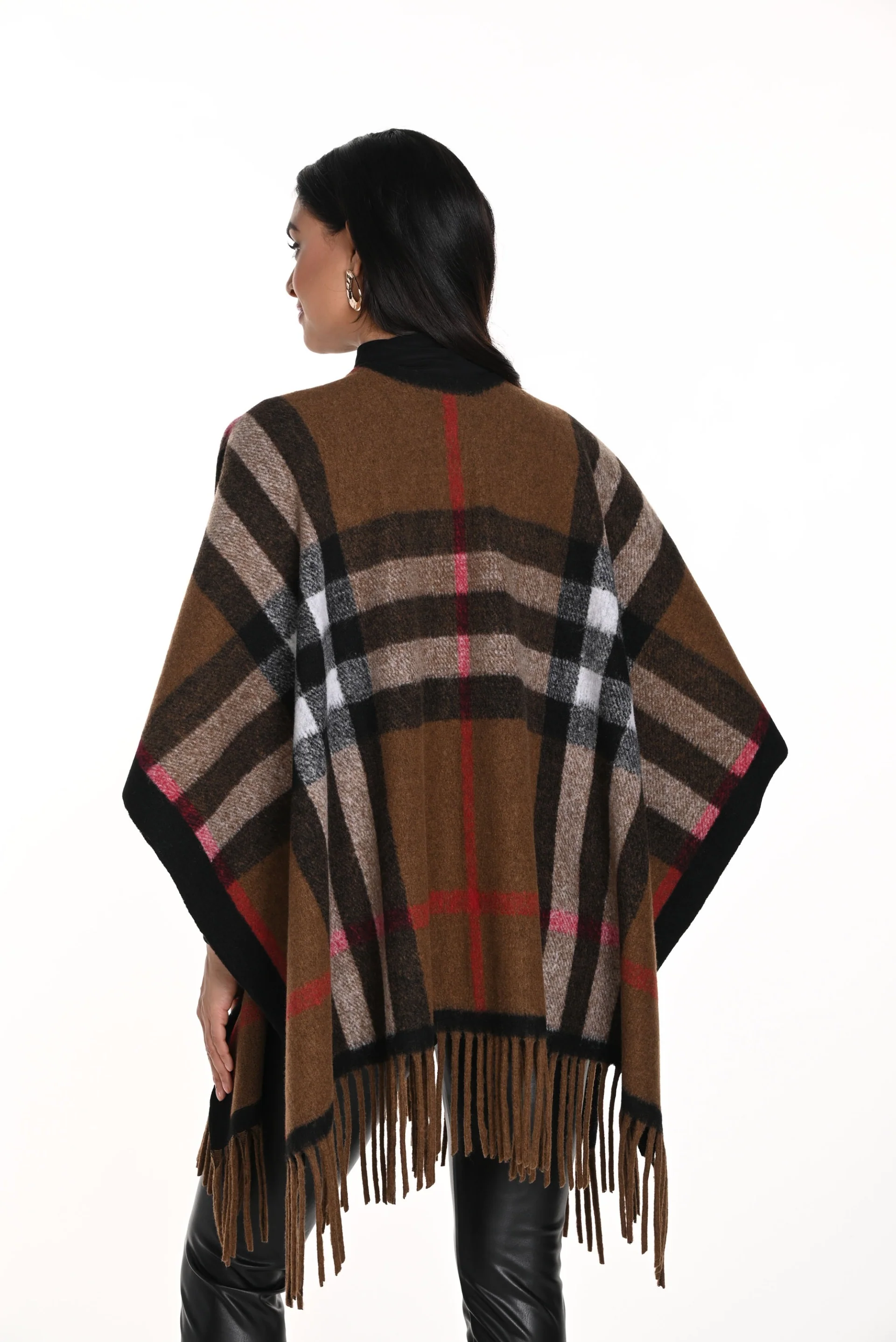 Frank Lyman Brown/Red Knit Poncho Style 243472U - Image 2