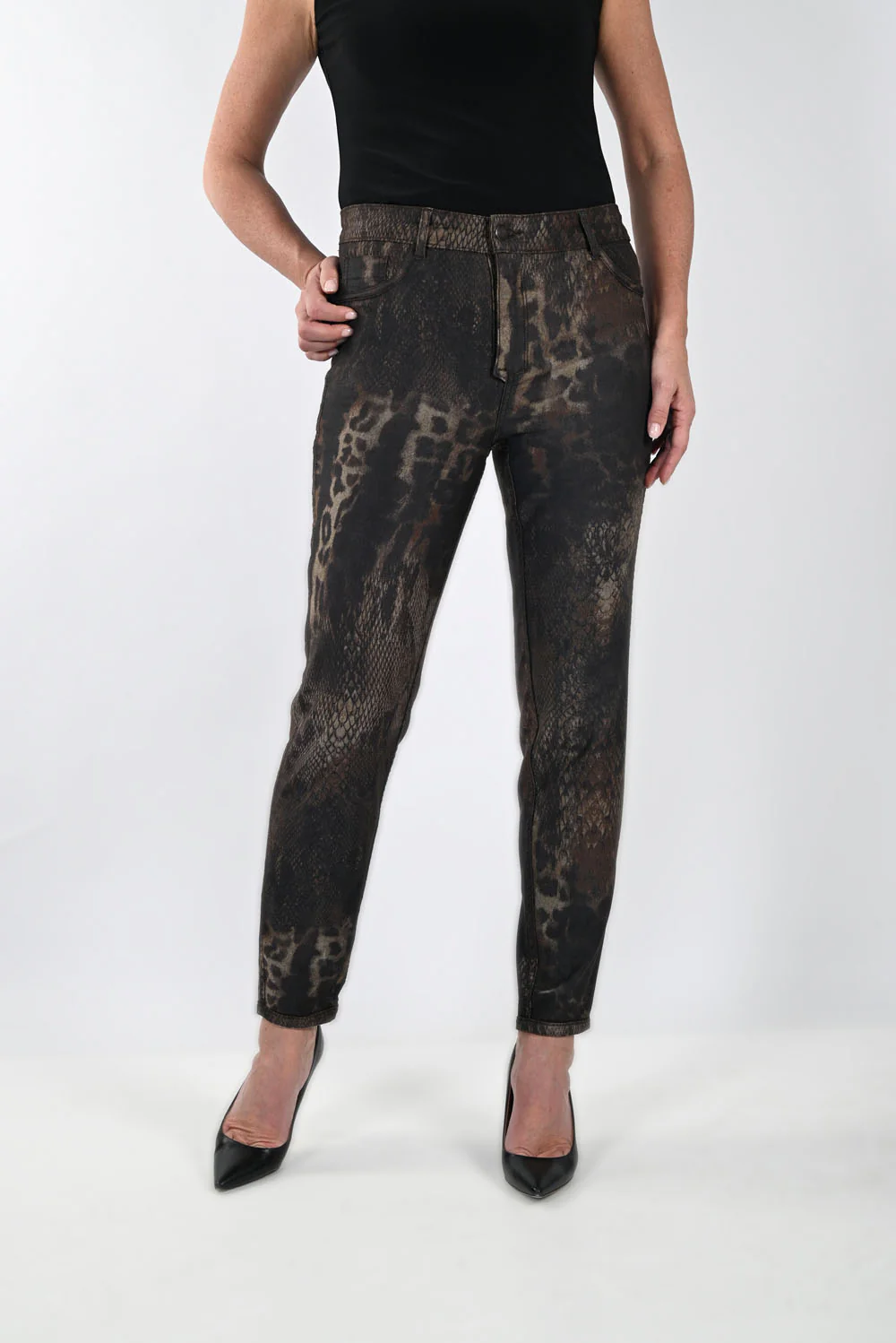 Frank Lyman Brown Reversible Denim Pants Style 233887U - Image 2