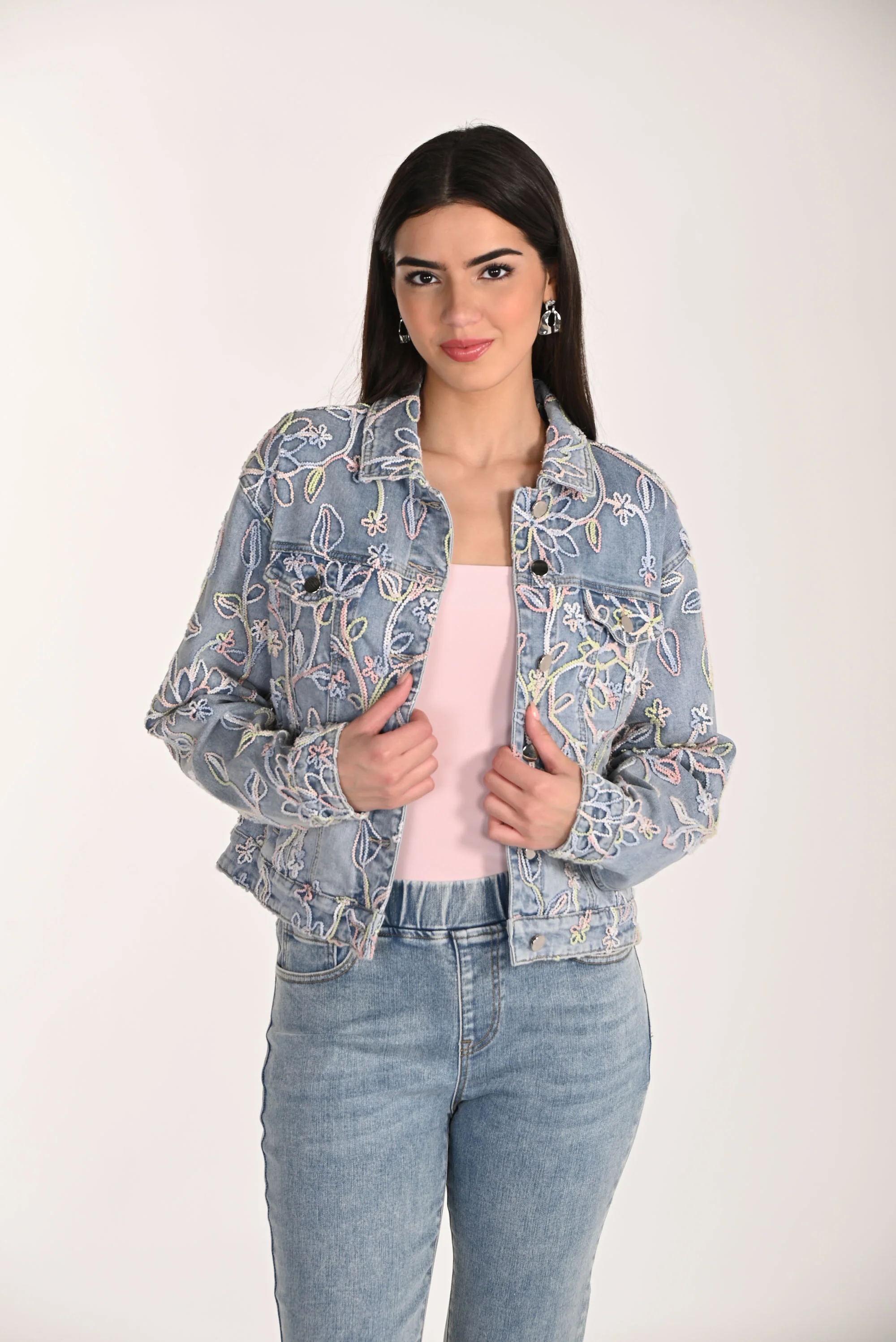 Frank Lyman Button Closure Denim Jacket Style 266591