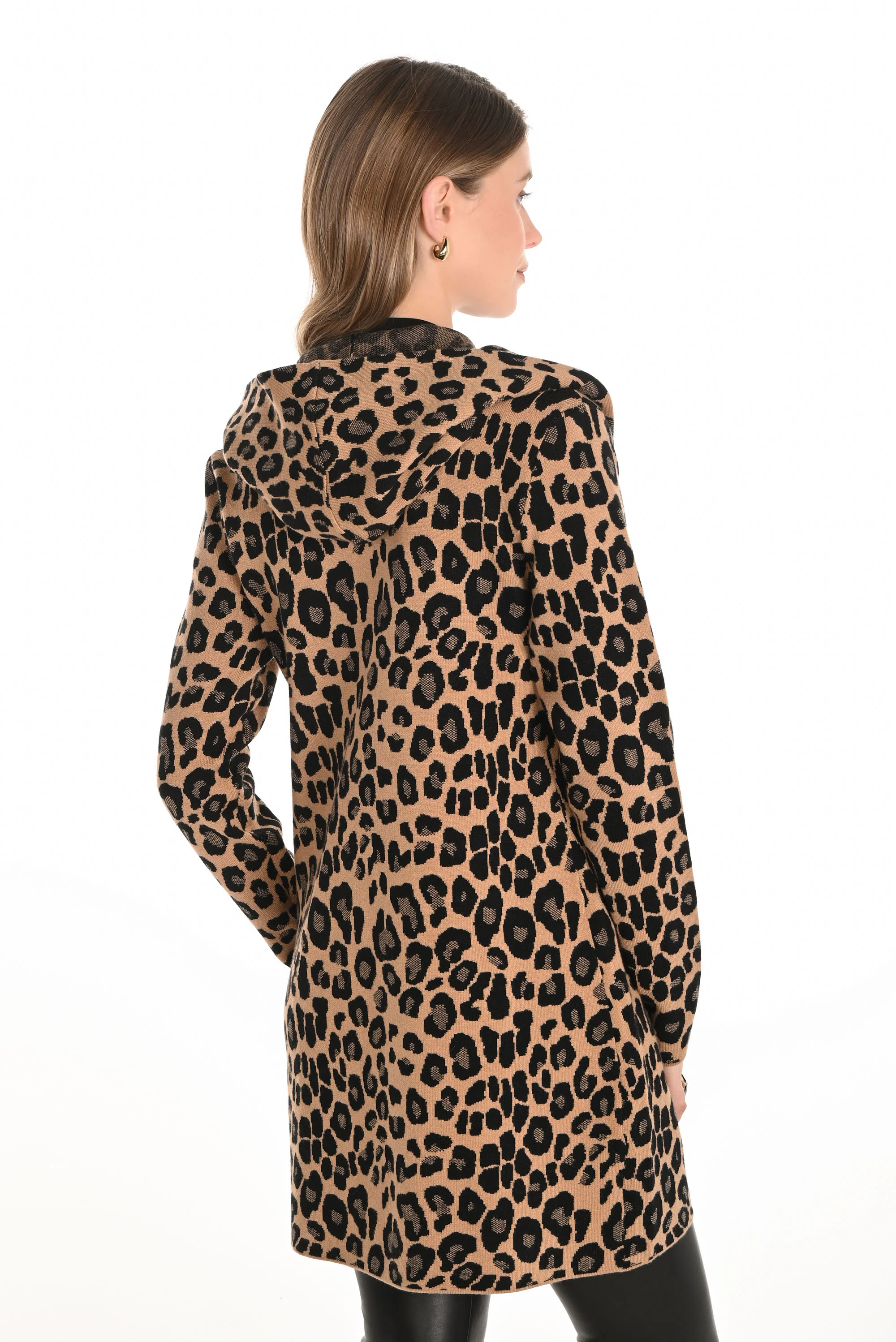 Frank Lyman Camel/Black Leopard Print Cardigan Style 253812 - Image 3