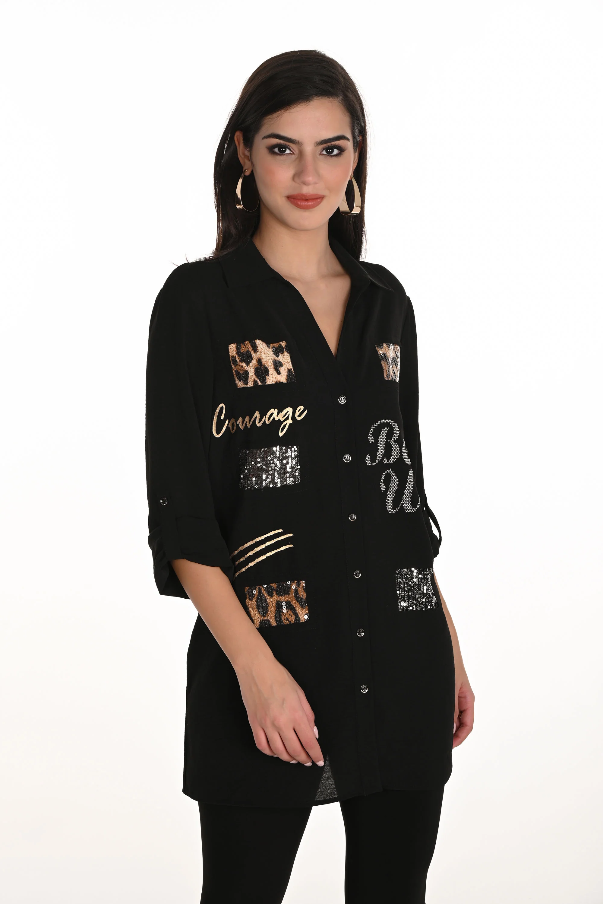 Frank Lyman Casual V-neck Long Sleeve Top Style 253824
