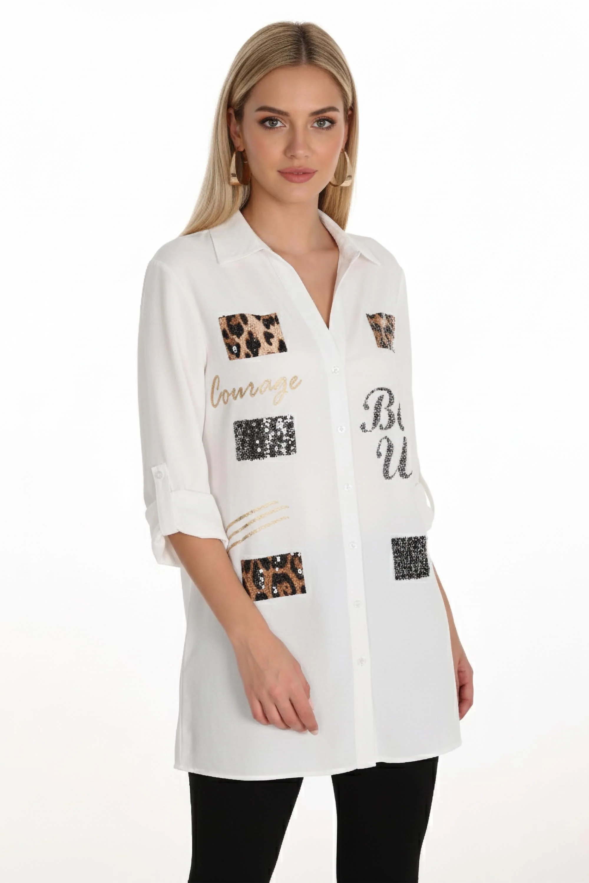 Frank Lyman Casual V-neck Long Sleeve Top Style 253824 - Image 4