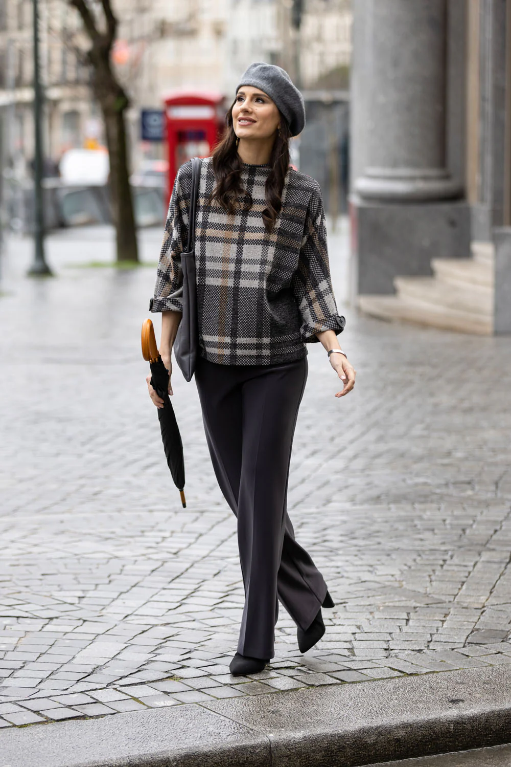 Frank Lyman Charcoal Wide-Leg Pants Style 233015 - Image 3
