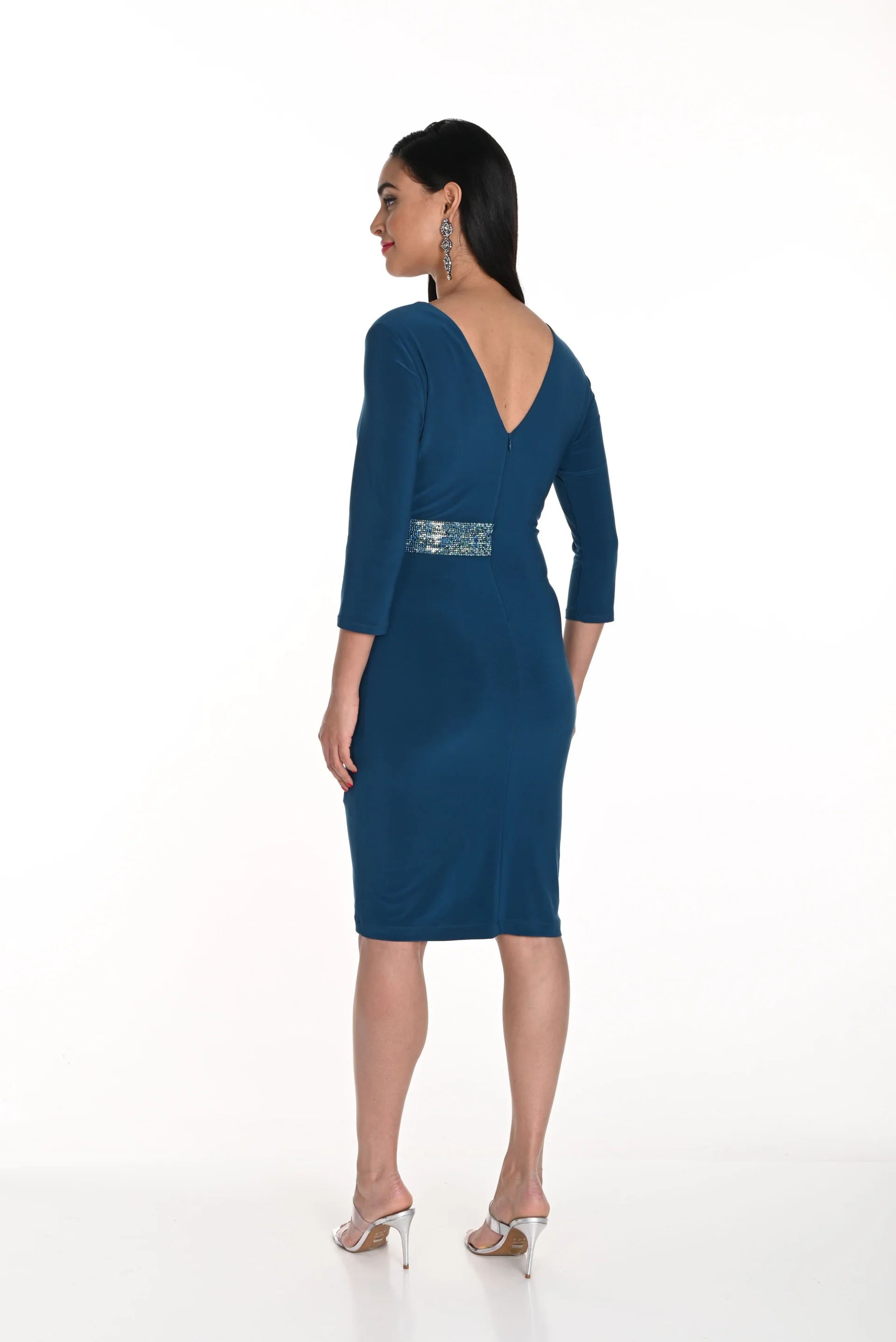Frank Lyman Dark Teal Wrap Dress Style 249015 - Image 2