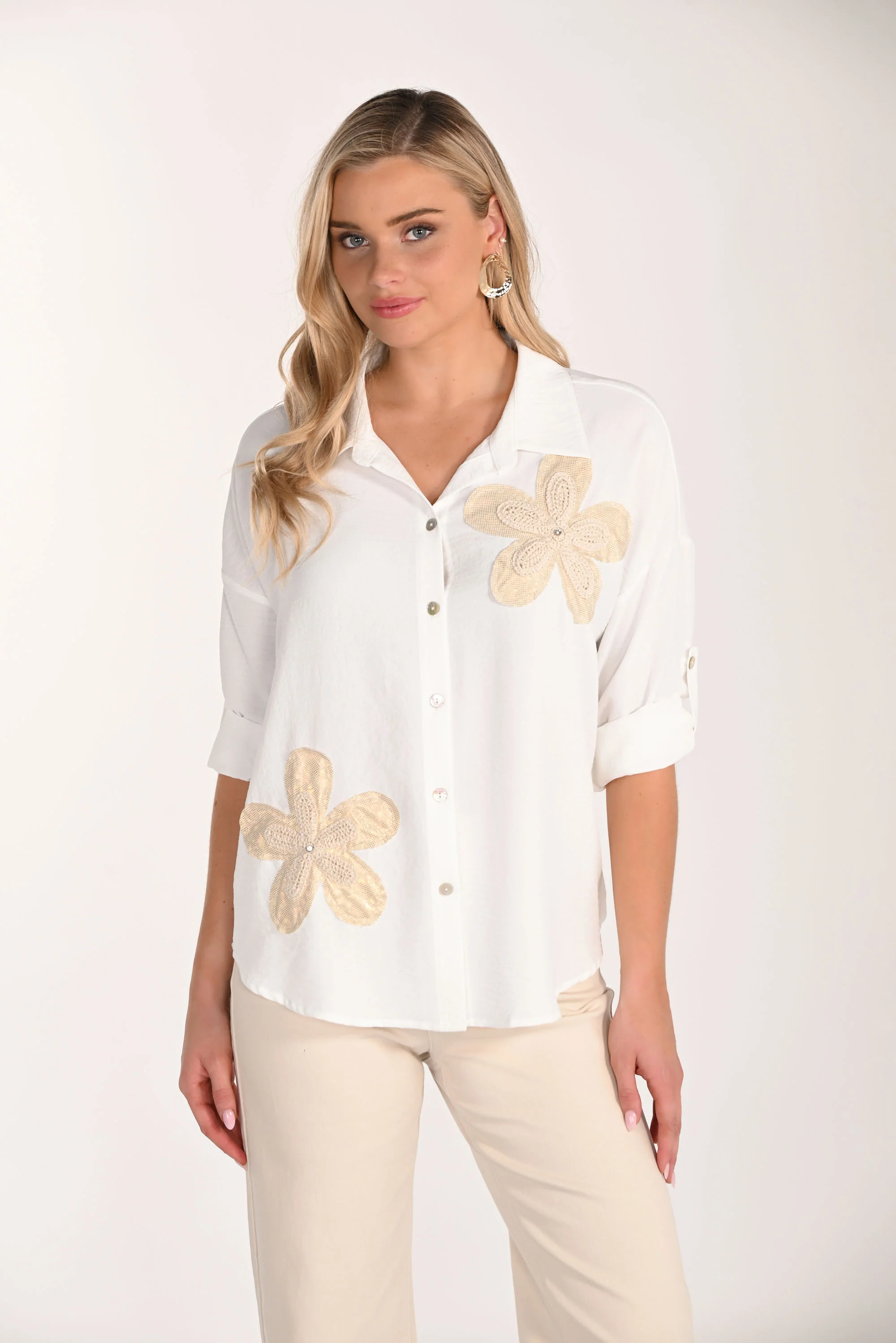 Frank Lyman Floral Embroidered Casual Shirt Style 266517 - Image 3