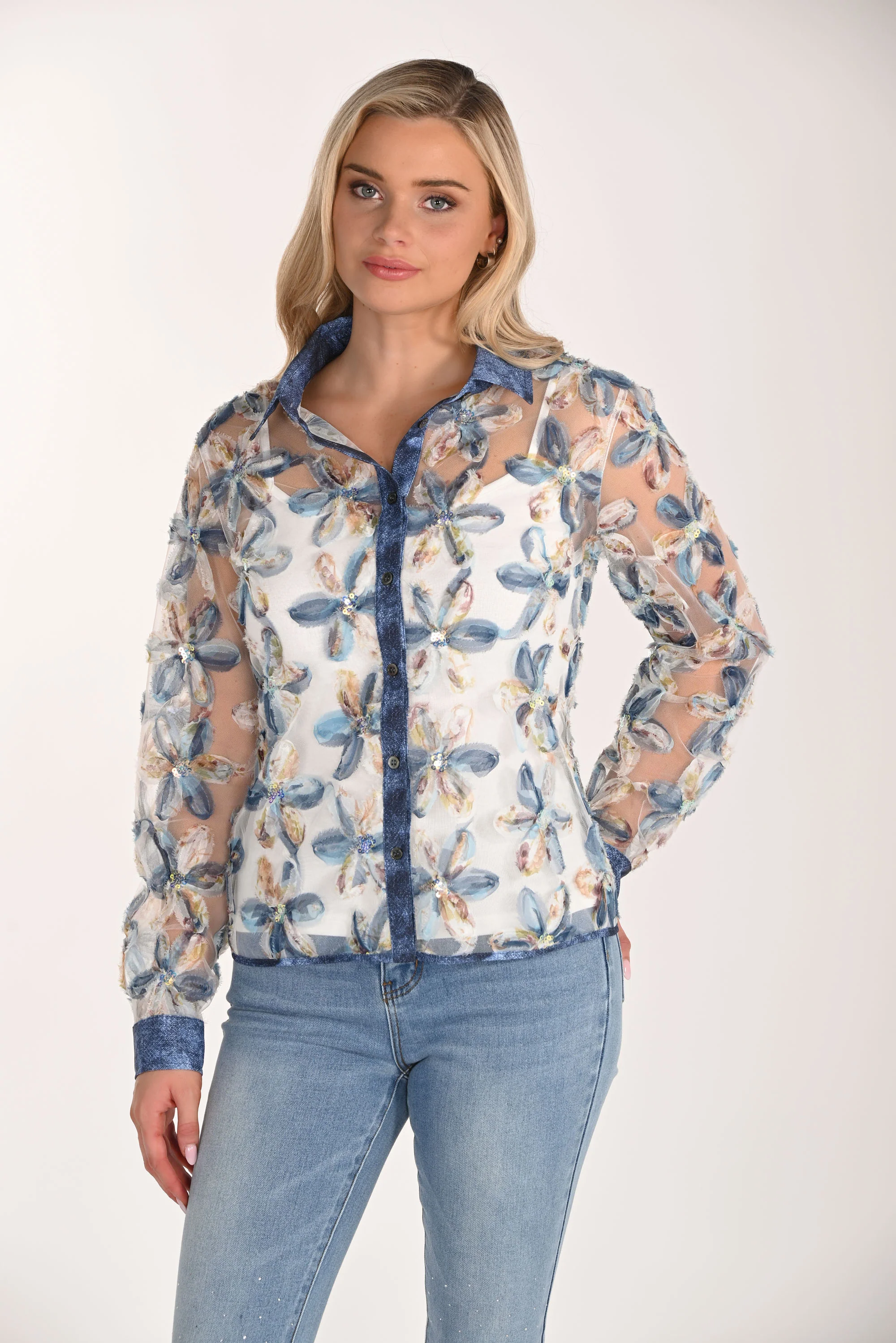 Frank Lyman Floral Embroidery Blouse + Cami Set Style 266527 - Image 3