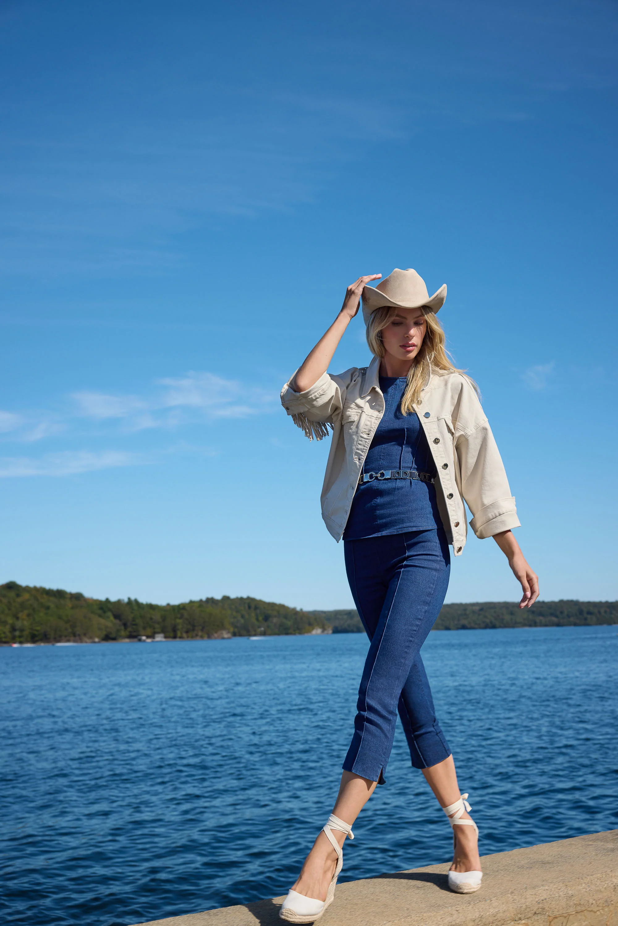 Frank Lyman Fringe Denim Jacket Style 261605 - Image 2