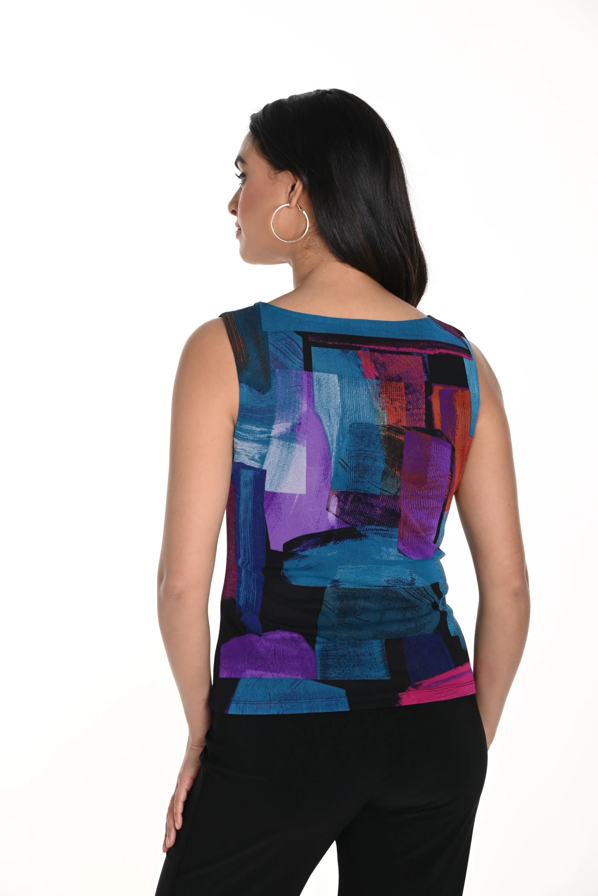 Frank Lyman Fuchsia/Turquoise Abstract Print Sleeveless Top Style 243301 - Image 2