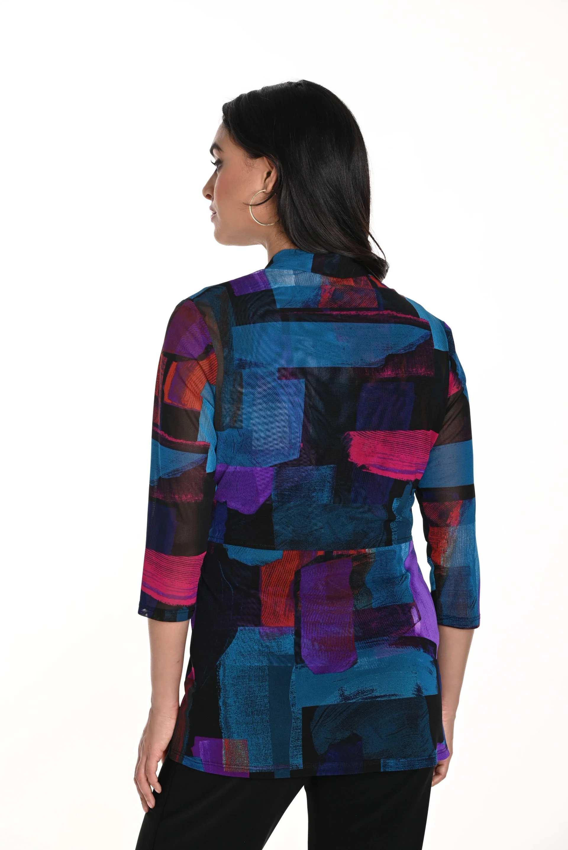 Frank Lyman Fuchsia/Turquoise Abstract Print Throw-Over Style 243303 - Image 2