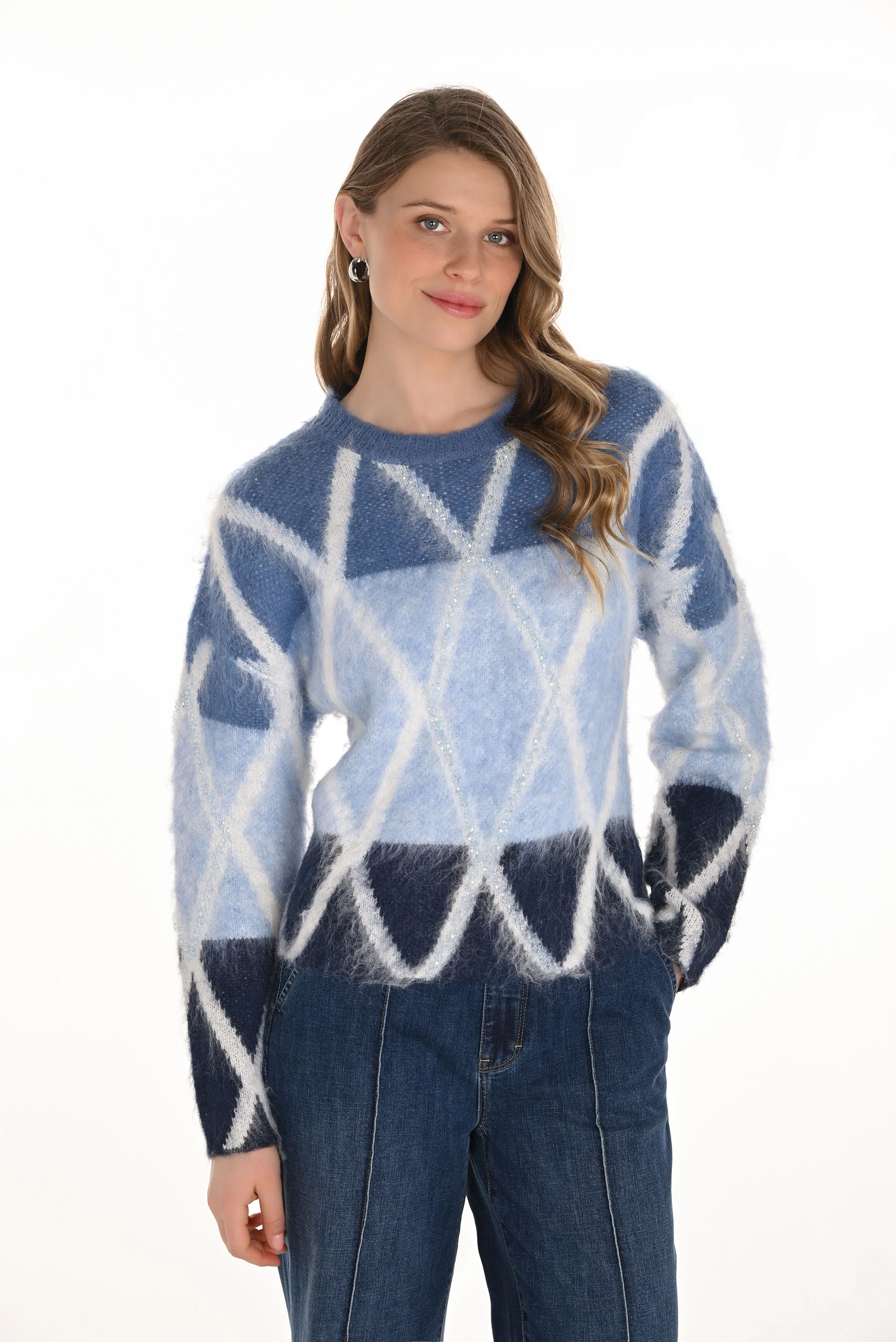 Frank Lyman Geometric Crew Neck Sweater Style 254891 - Image 2
