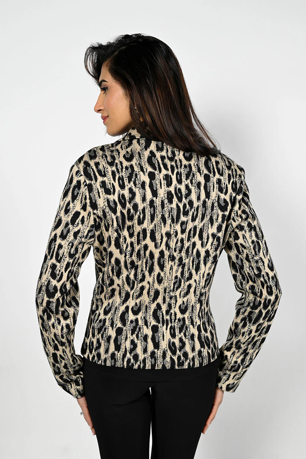 Frank Lyman Gold/Black Leopard Print Knit Jacket Style 223289 - Image 3