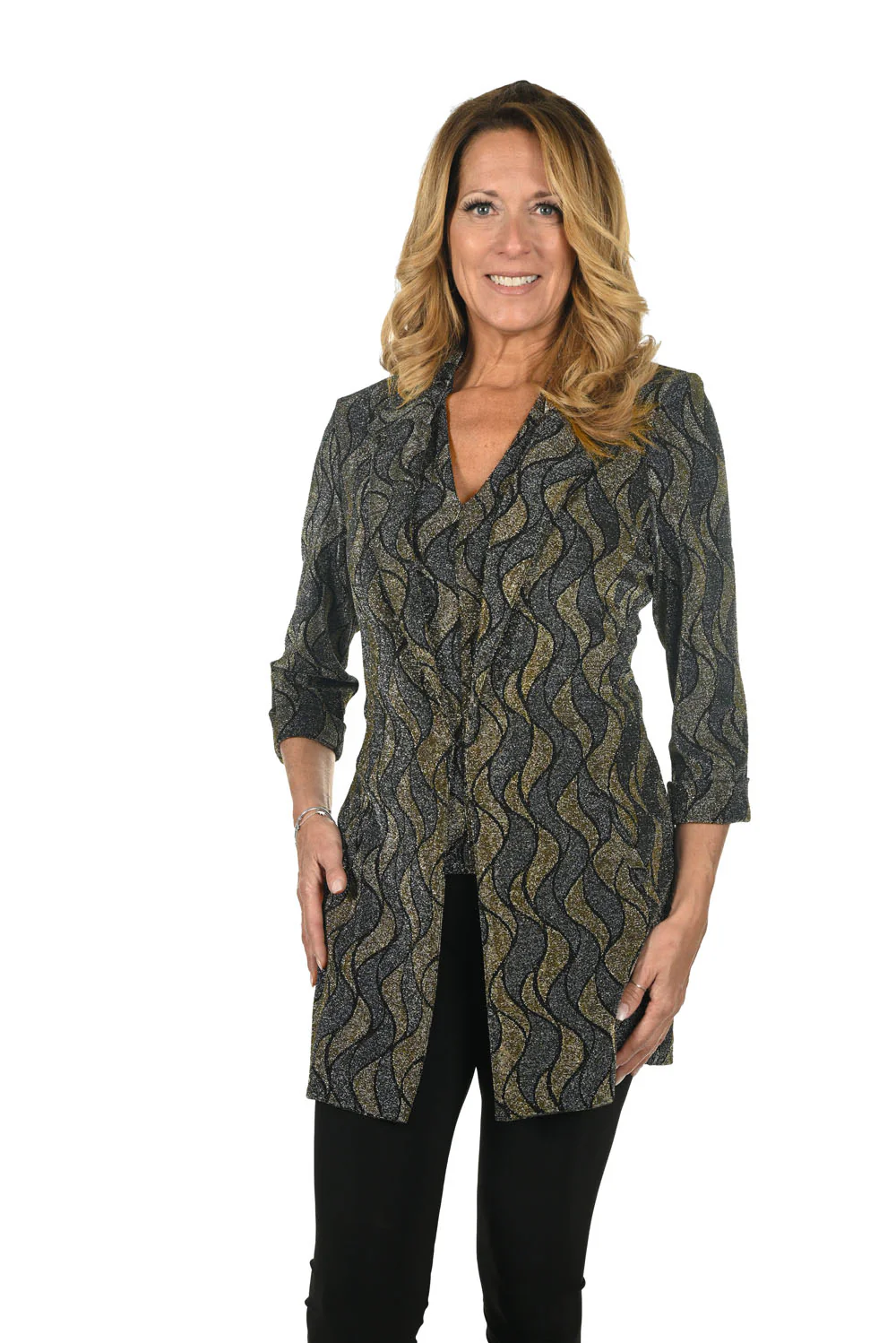 Frank Lyman Gold/Navy Blazer Style 234308 - Image 2
