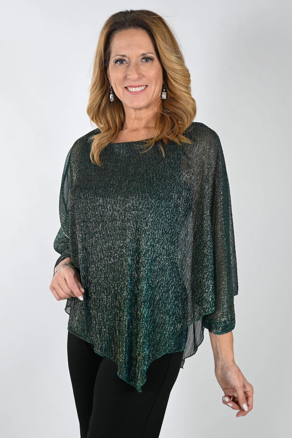Frank Lyman Green/Turquoise Top with Chiffon Overlay Style 239159 - Image 2
