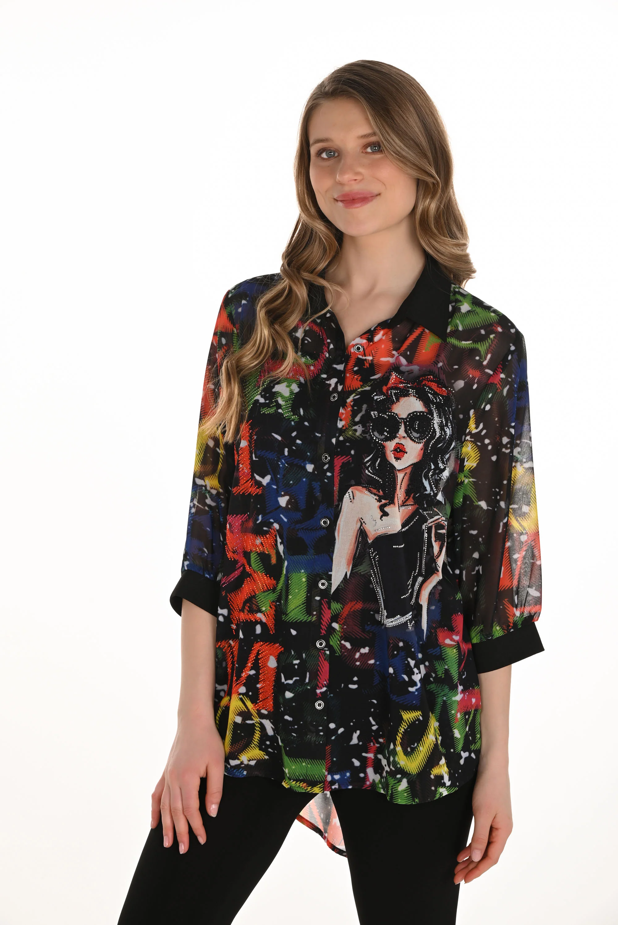 Frank Lyman High-Low Abstract Print Top Style 254932 - Image 3