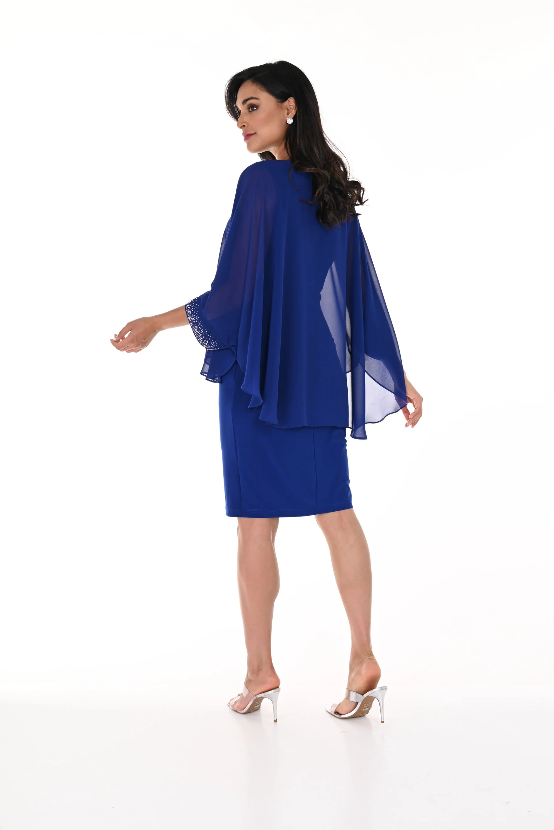 Frank Lyman Imperial Blue Dress with Chiffon Cape Style 248148 - Image 2