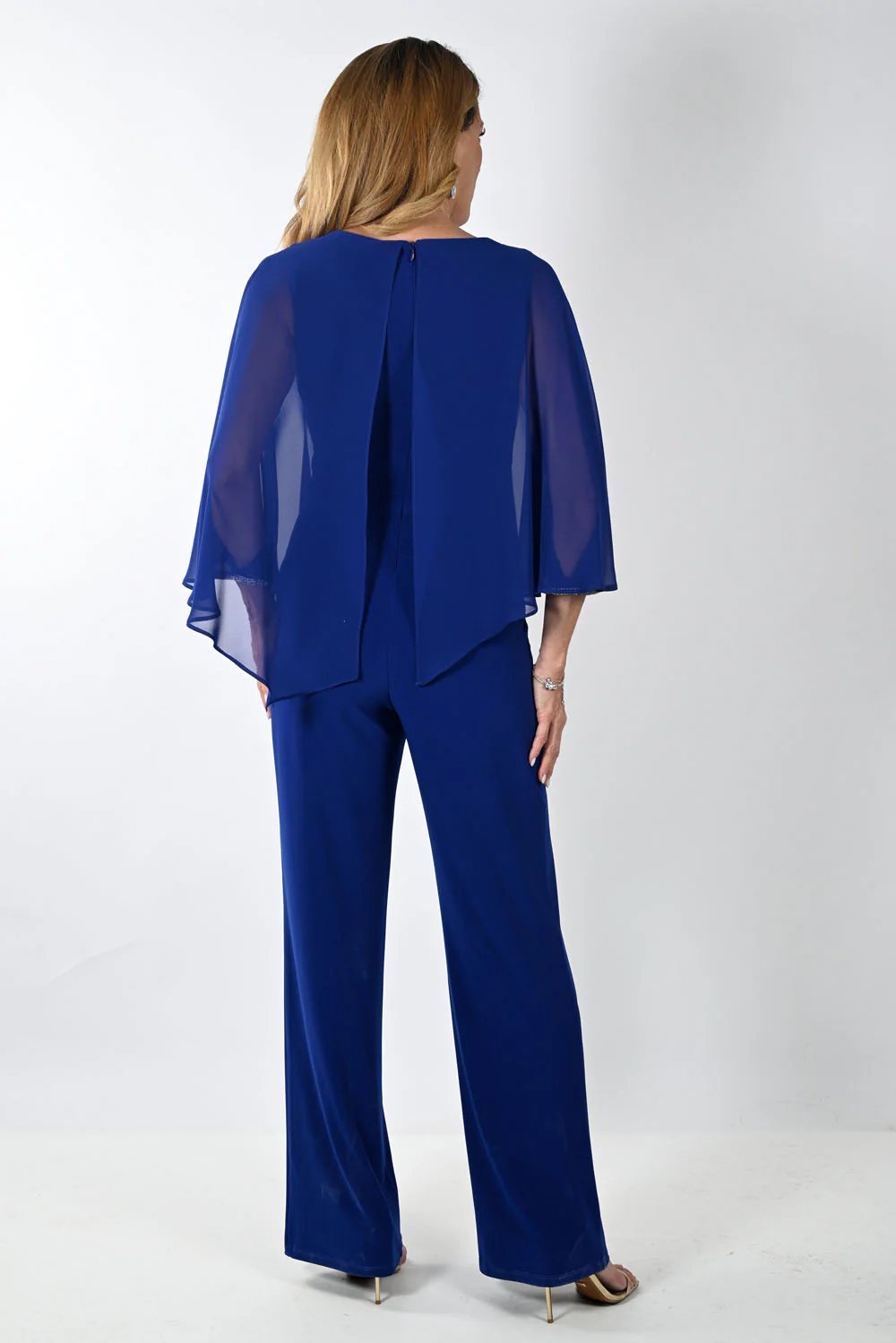 Frank Lyman Imperial Blue Jumpsuit with Chiffon Overlay Style 239197 - Image 4