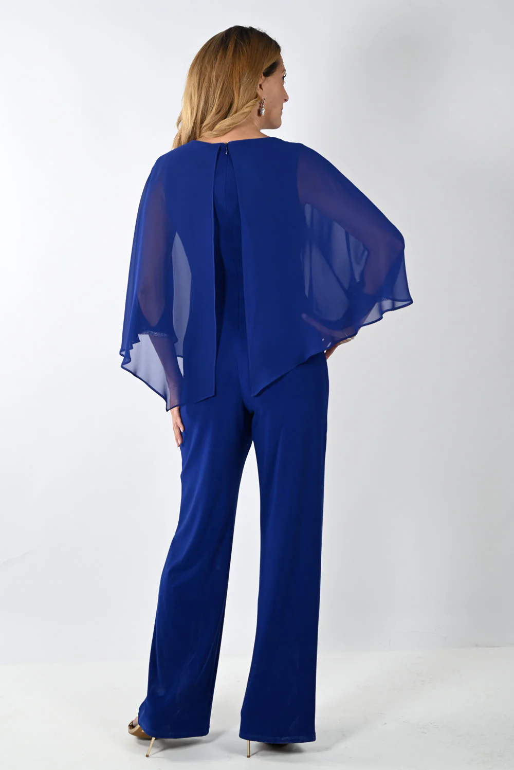 Frank Lyman Imperial Blue Jumpsuit with Chiffon Overlay Style 239197 - Image 5