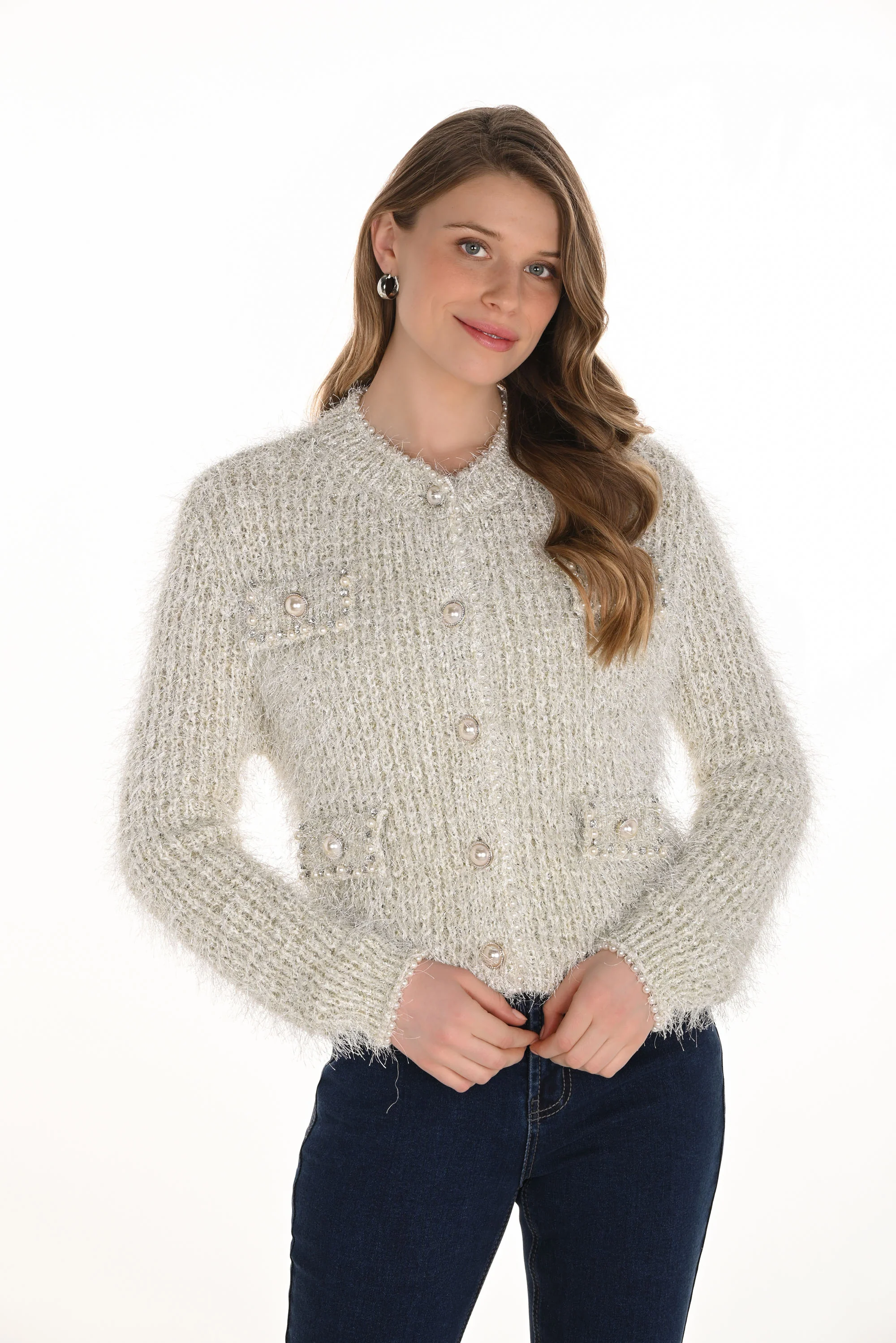 Frank Lyman Jewel Embellished Cardigan Style 254929