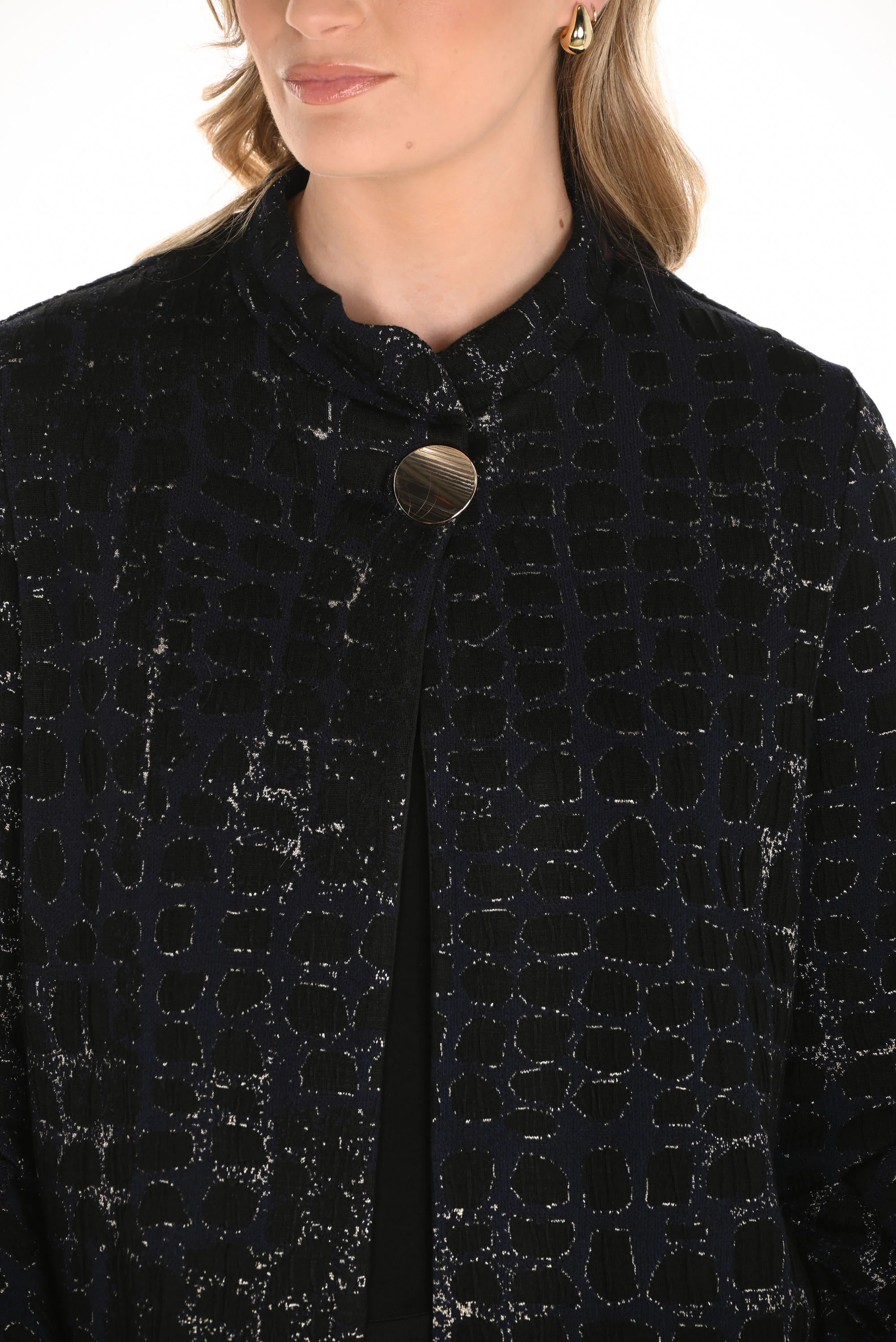 Frank Lyman Midnight/Black Animal Print Jacket Style 253378 - Image 3