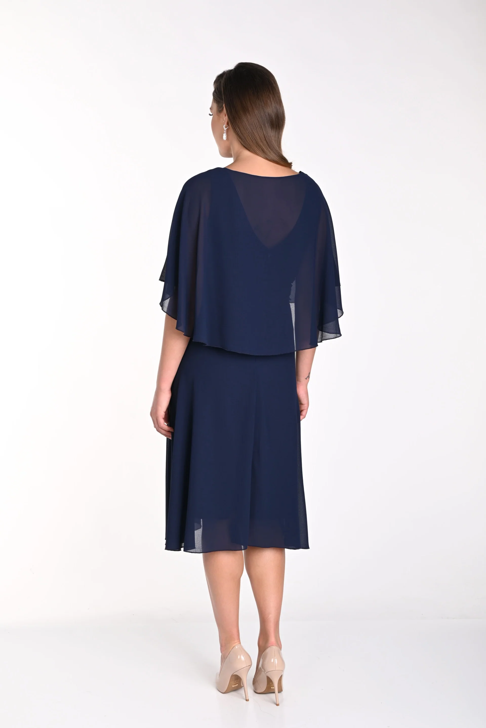 Frank Lyman Midnight Blue Dress with Floral Lace Detail Style 242301U - Image 2