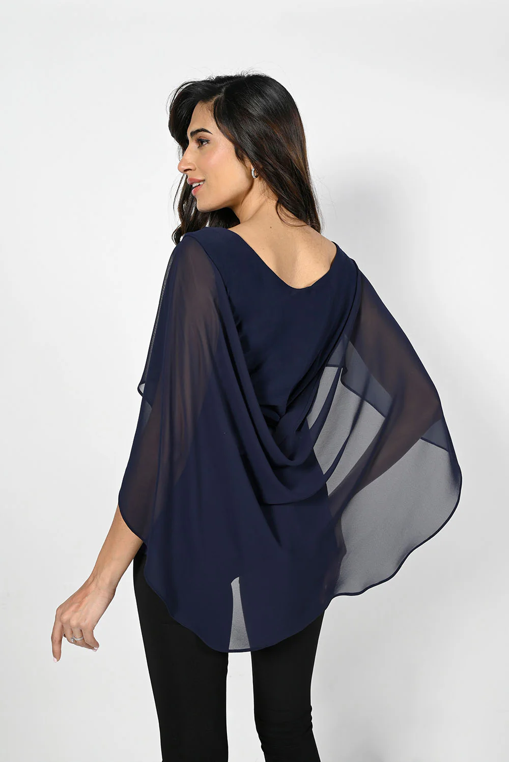 Frank Lyman Midnight Blue Sheer Overlay Top Style 229008 - Image 3