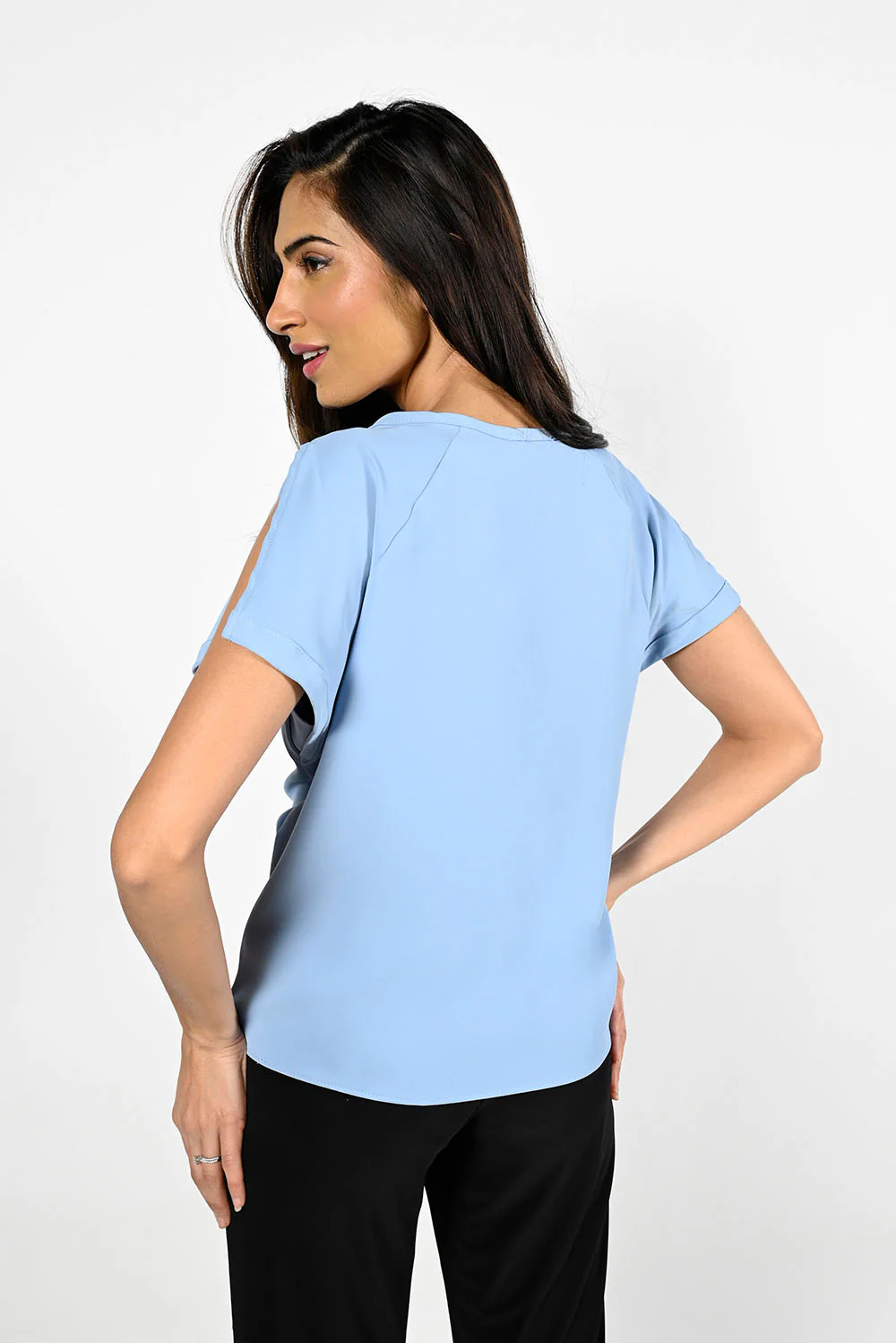 Frank Lyman Misty Blue Woven Top Style 181224 - Image 3