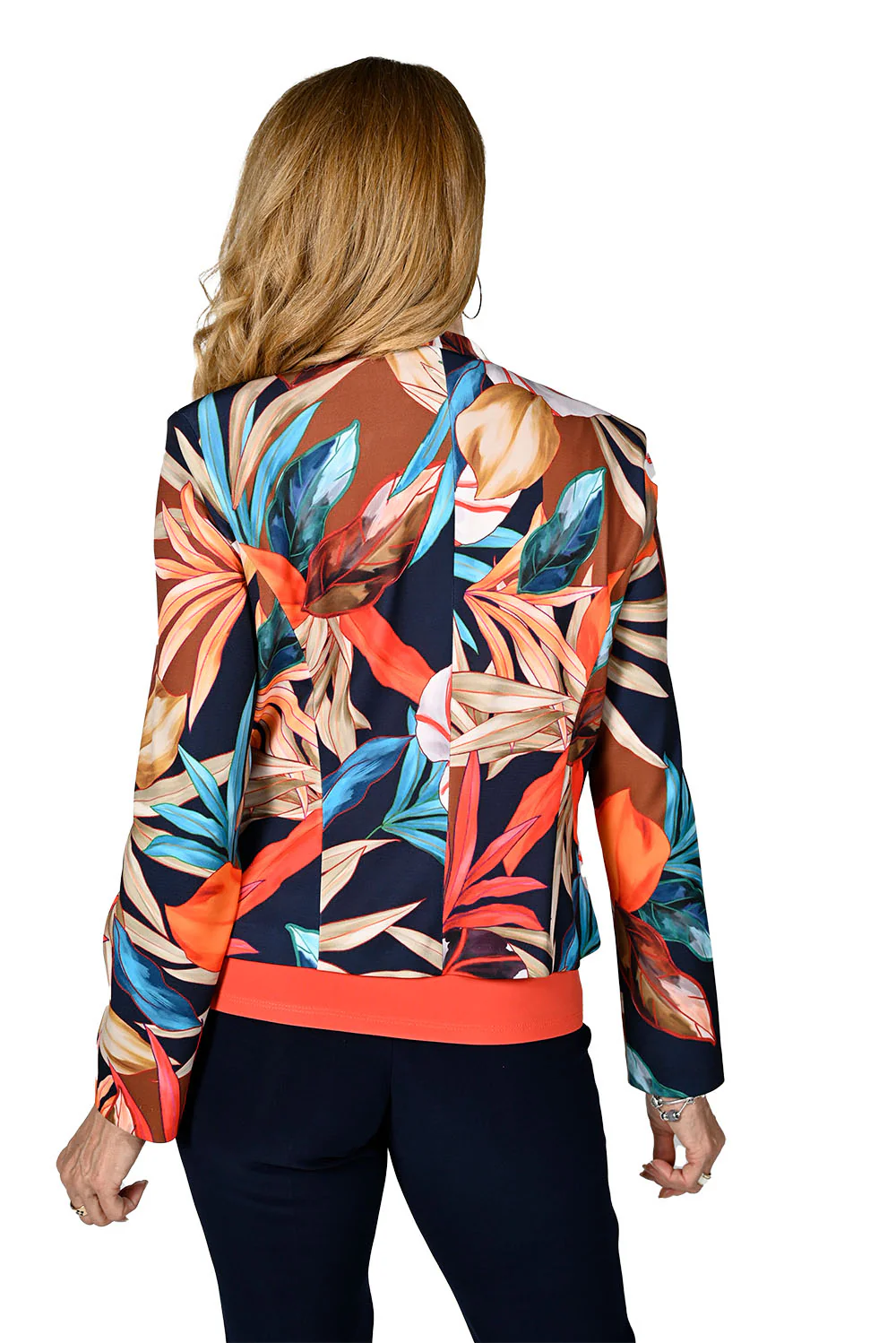 Frank Lyman Navy/Orange Knit Jacket Style 236310 - Image 2