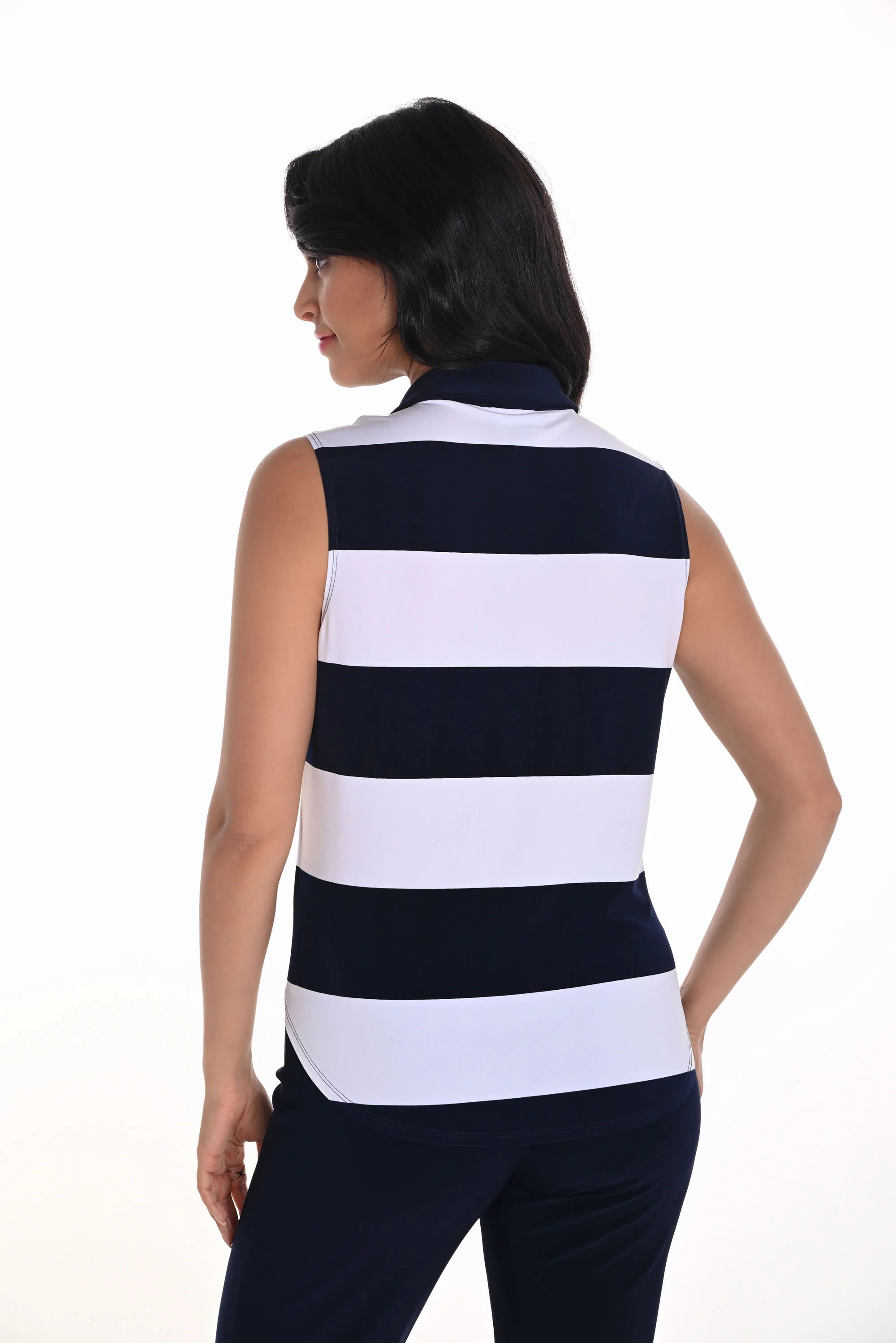 Frank Lyman Navy/White Striped Sleeveless Top Style 251189 - Image 4