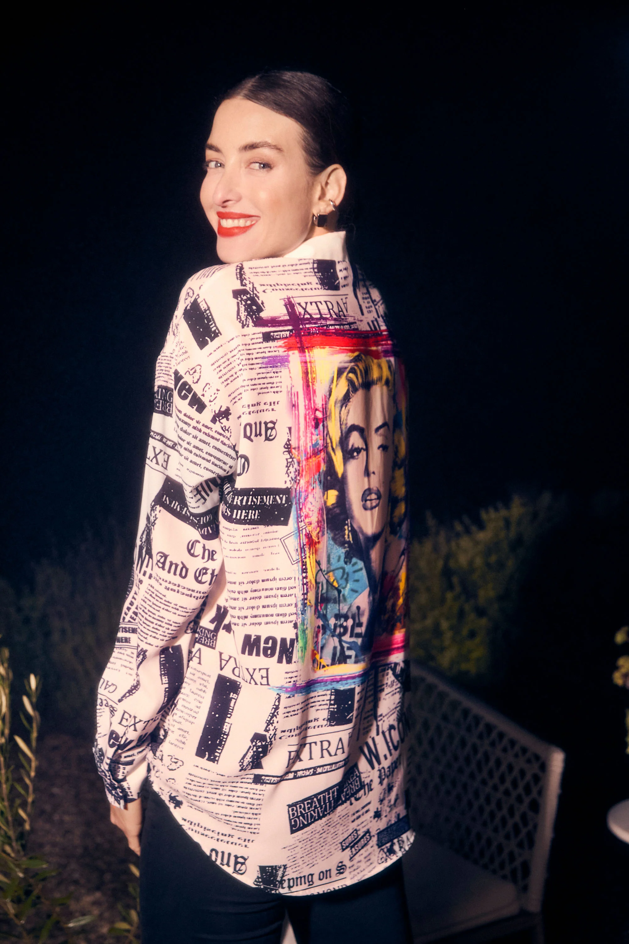 Frank Lyman Off-White/Black Graphic Print Blouse Style 251529 - Image 2
