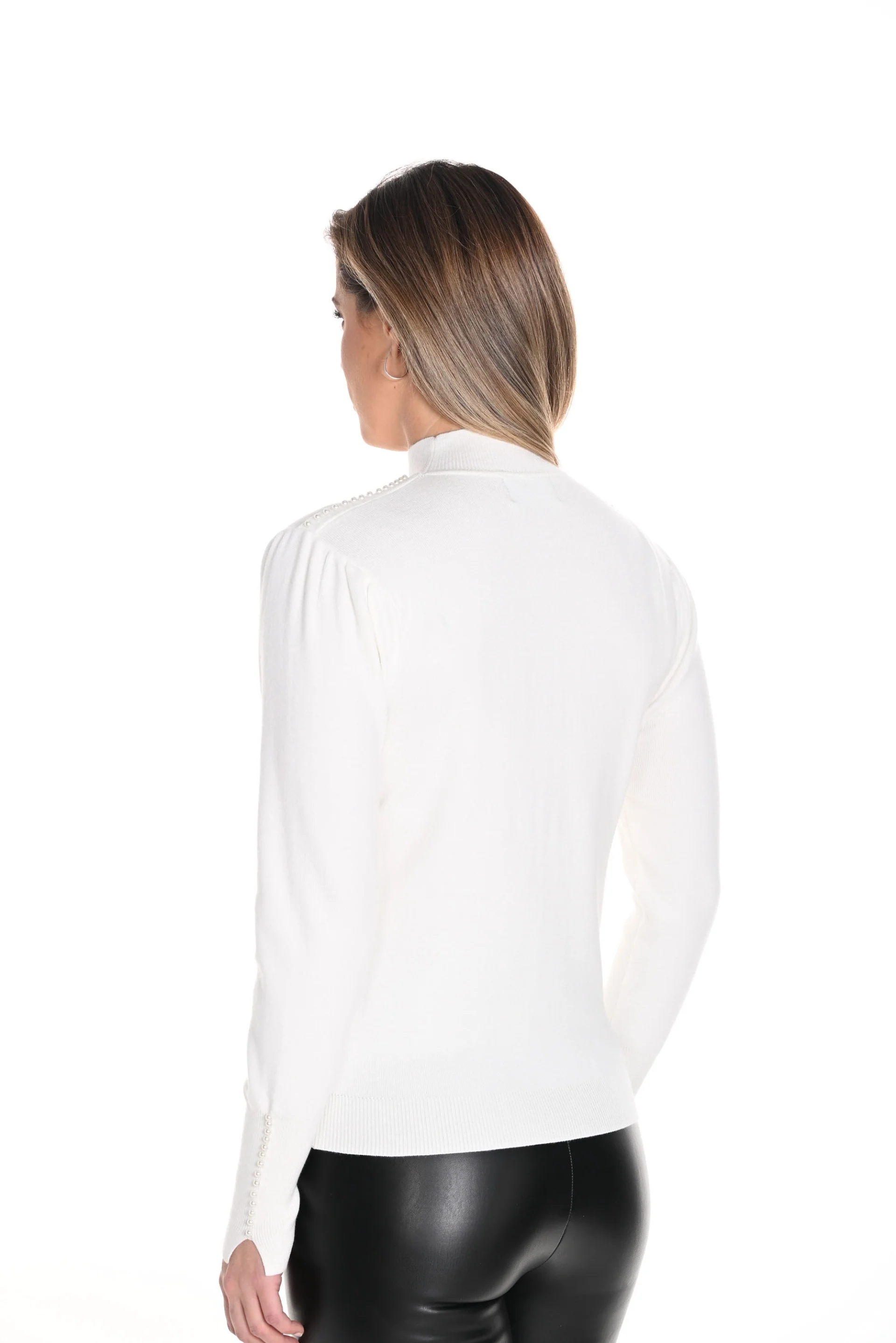 Frank Lyman Off-White Mock Turtle Neck Sweater Style 243422U - Image 2