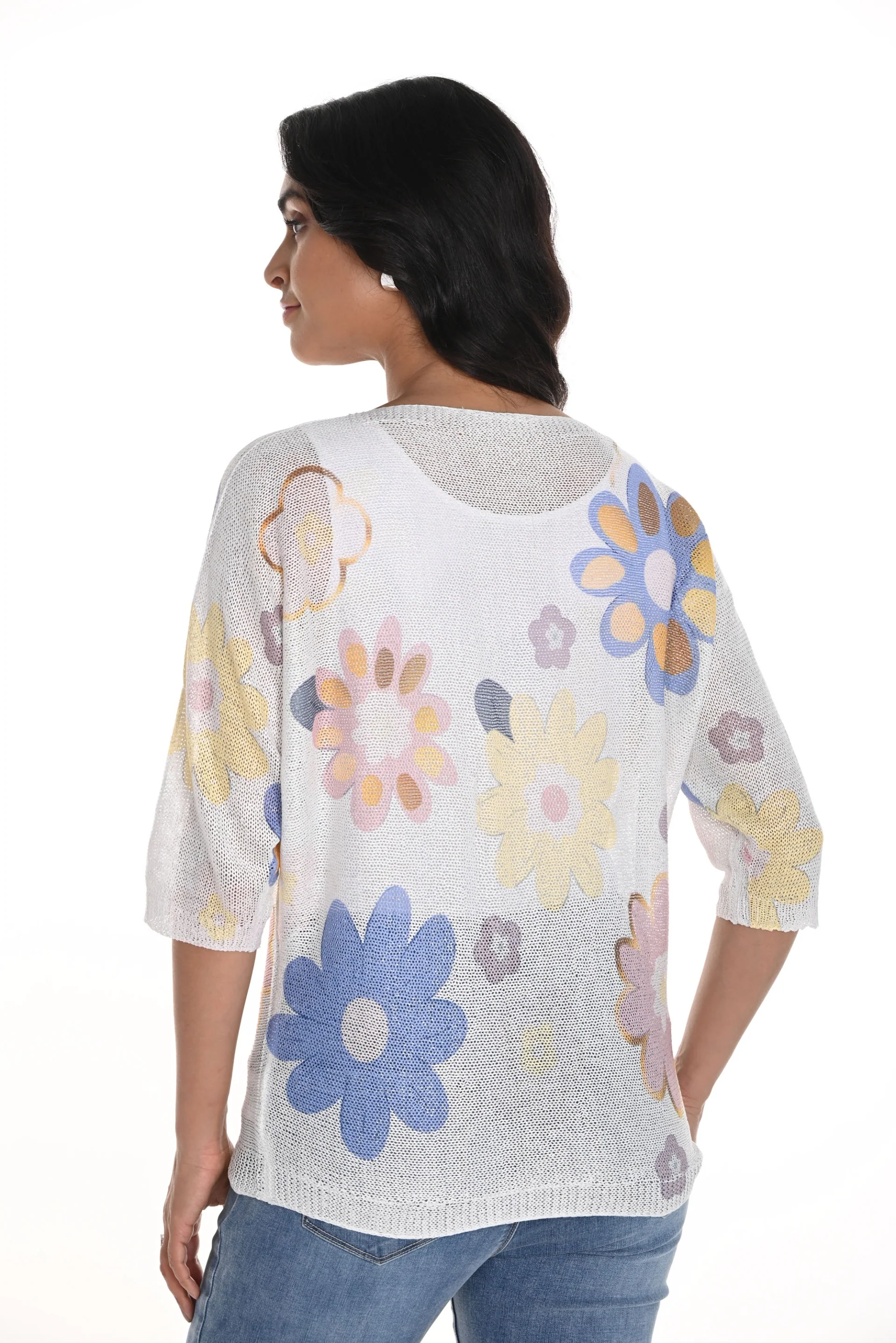 Frank Lyman Off-White/Multi Floral Print Knit Top Style 256795U - Image 2