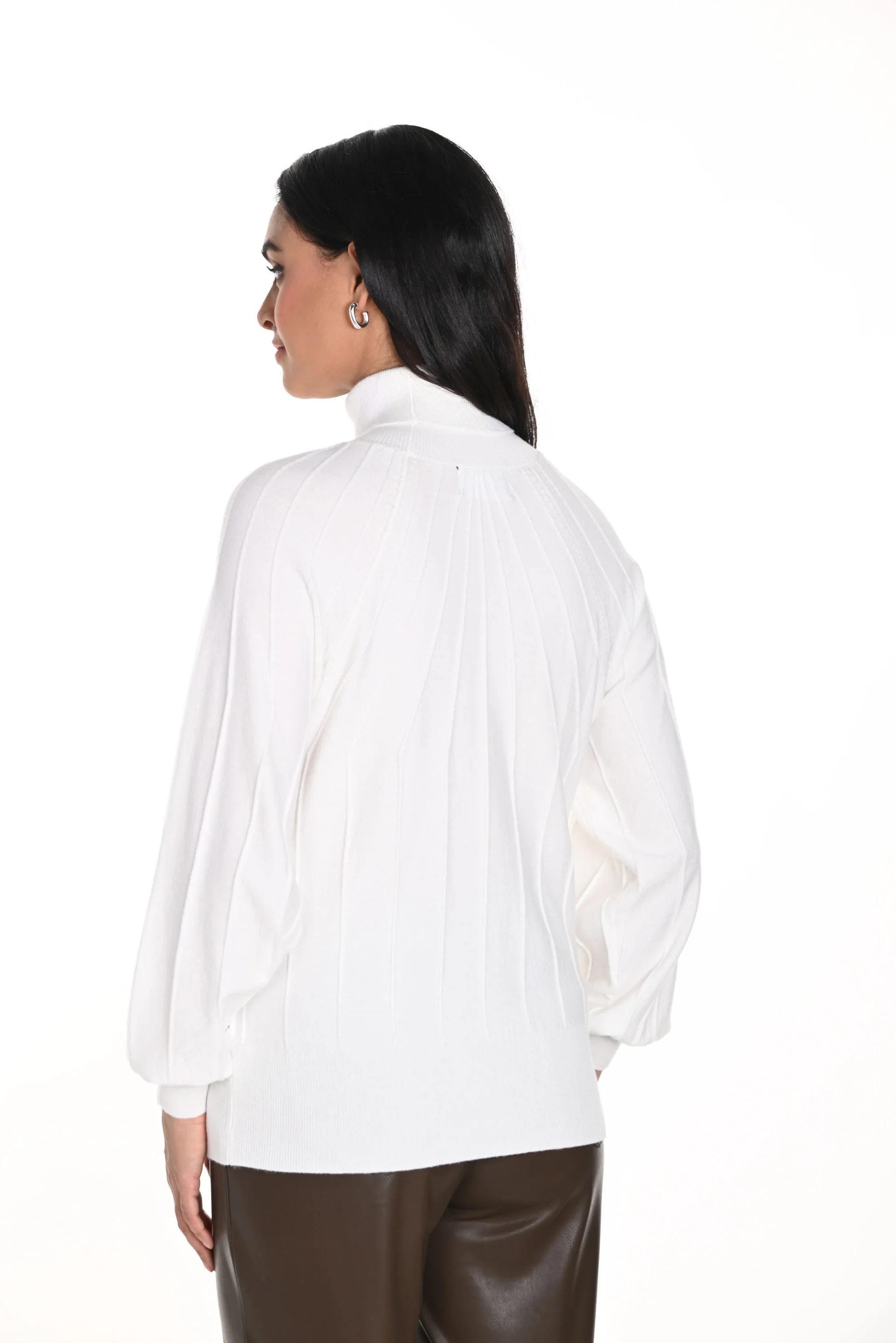 Frank Lyman Off-White Ribbed Turtleneck Sweater Style 243426U - Image 2