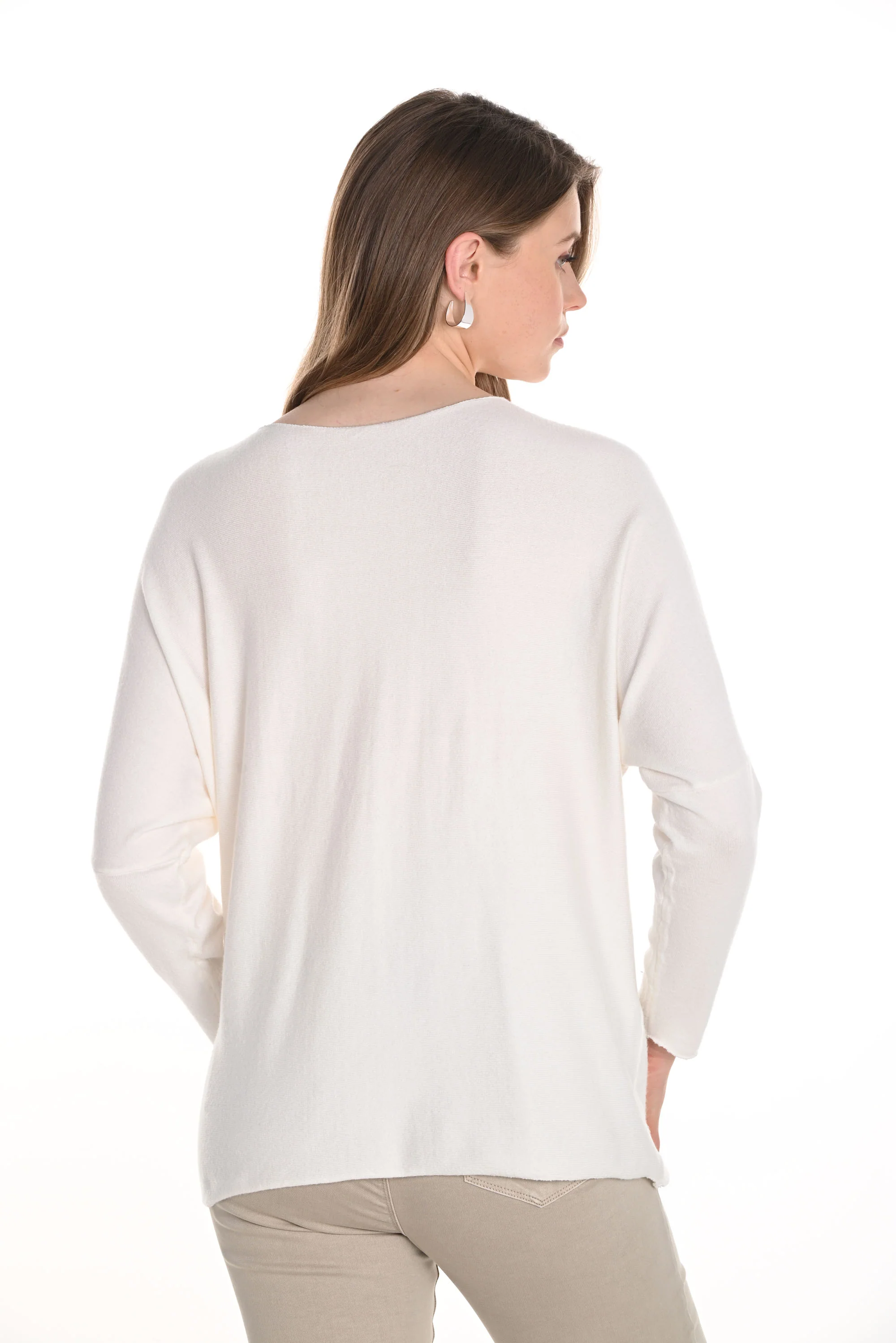 Frank Lyman Off-White V-neck Jewel Embellished Pullover Style 256732U - Image 3