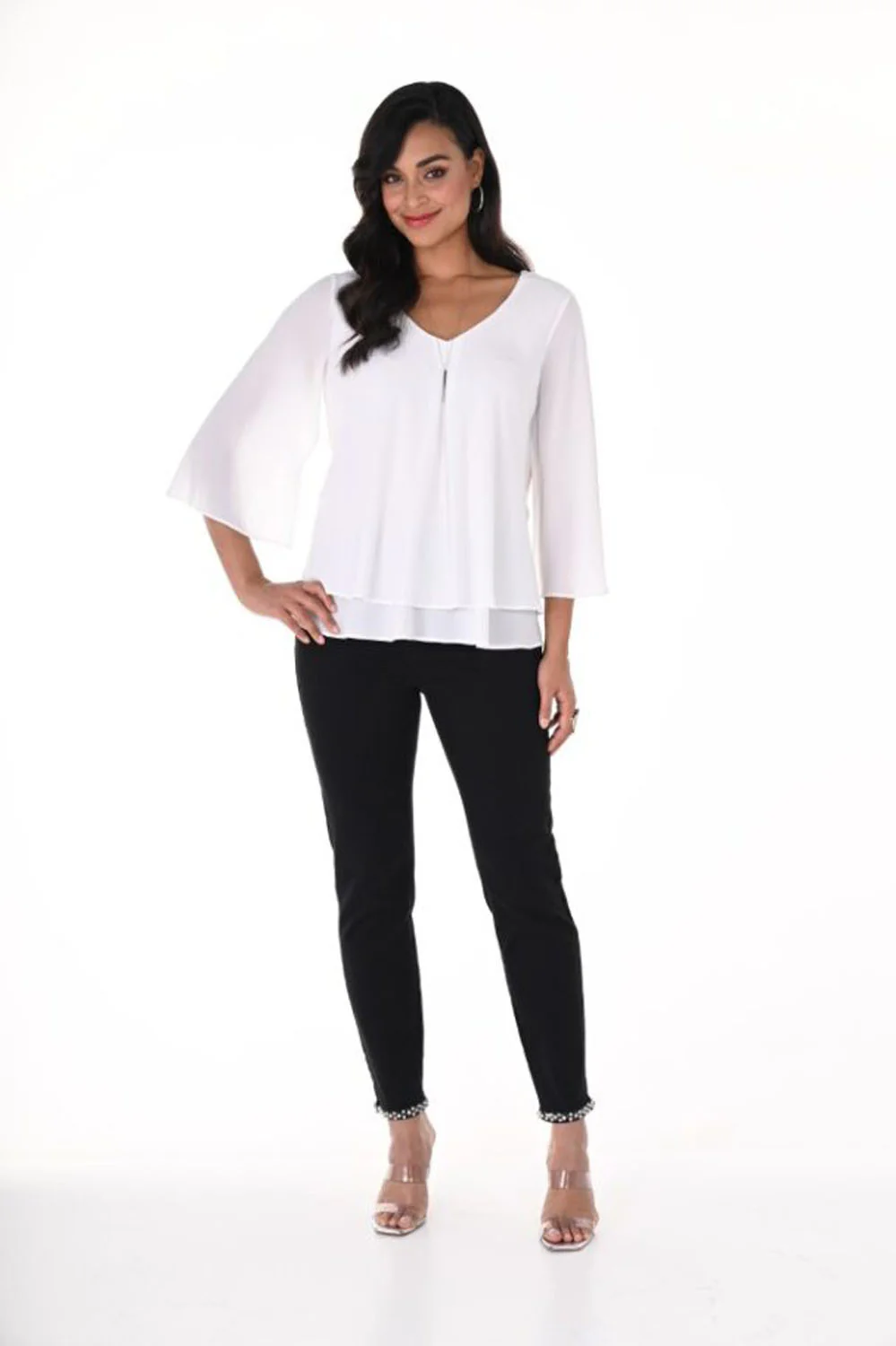 Frank Lyman Off-White V-Neckline Top Style 176335 - Image 3