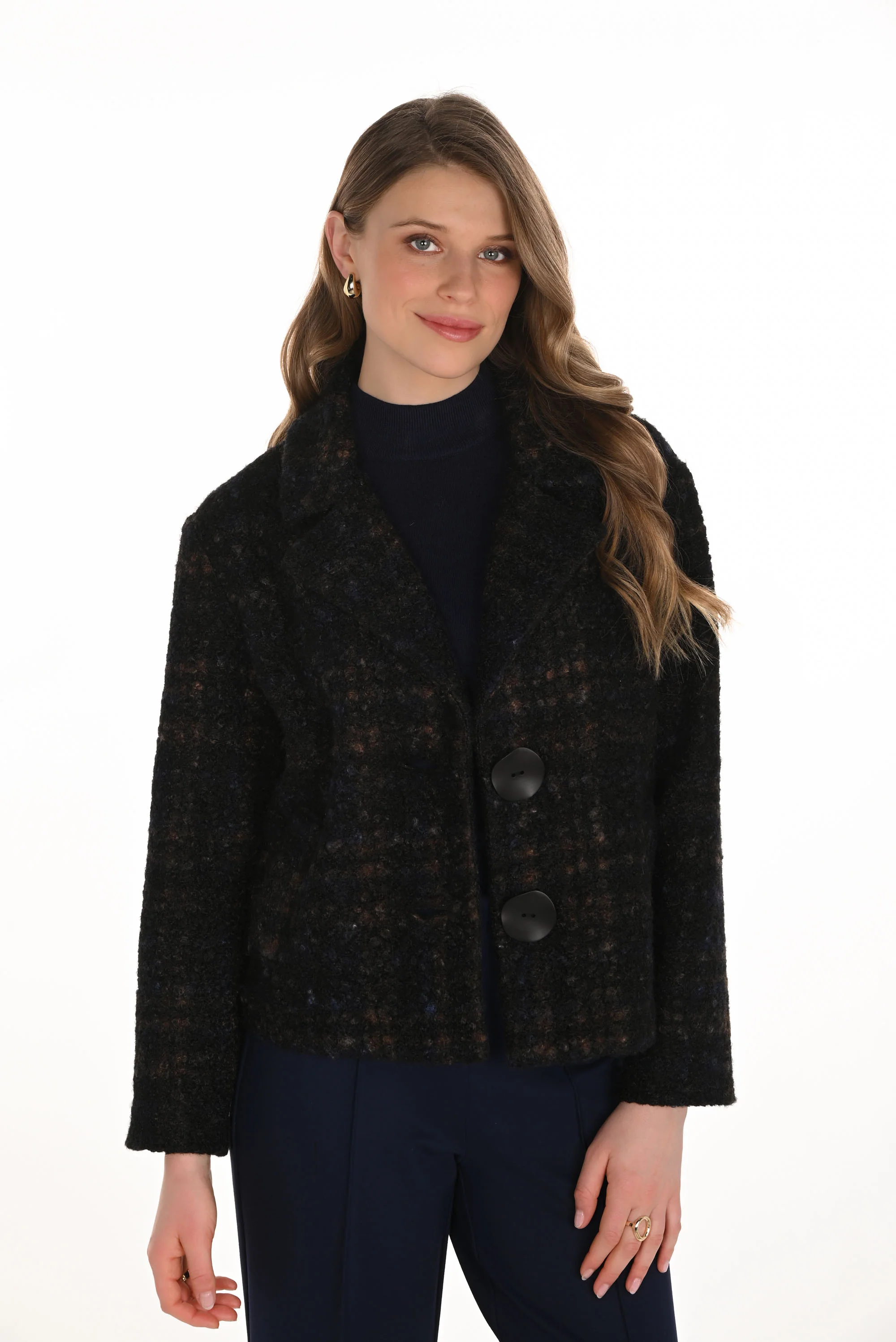 Frank Lyman Plaid Collared Long Sleeve Jacket Style 254361 - Image 3