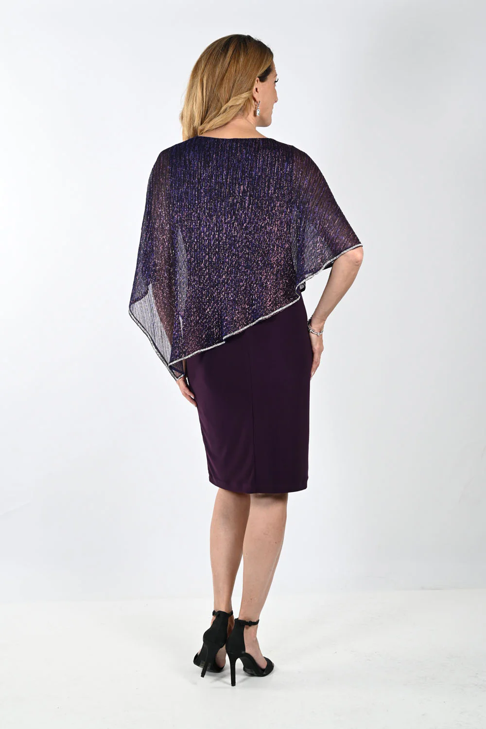 Frank Lyman Purple/Pink Dress with Chiffon Overlay Style 239158 - Image 3