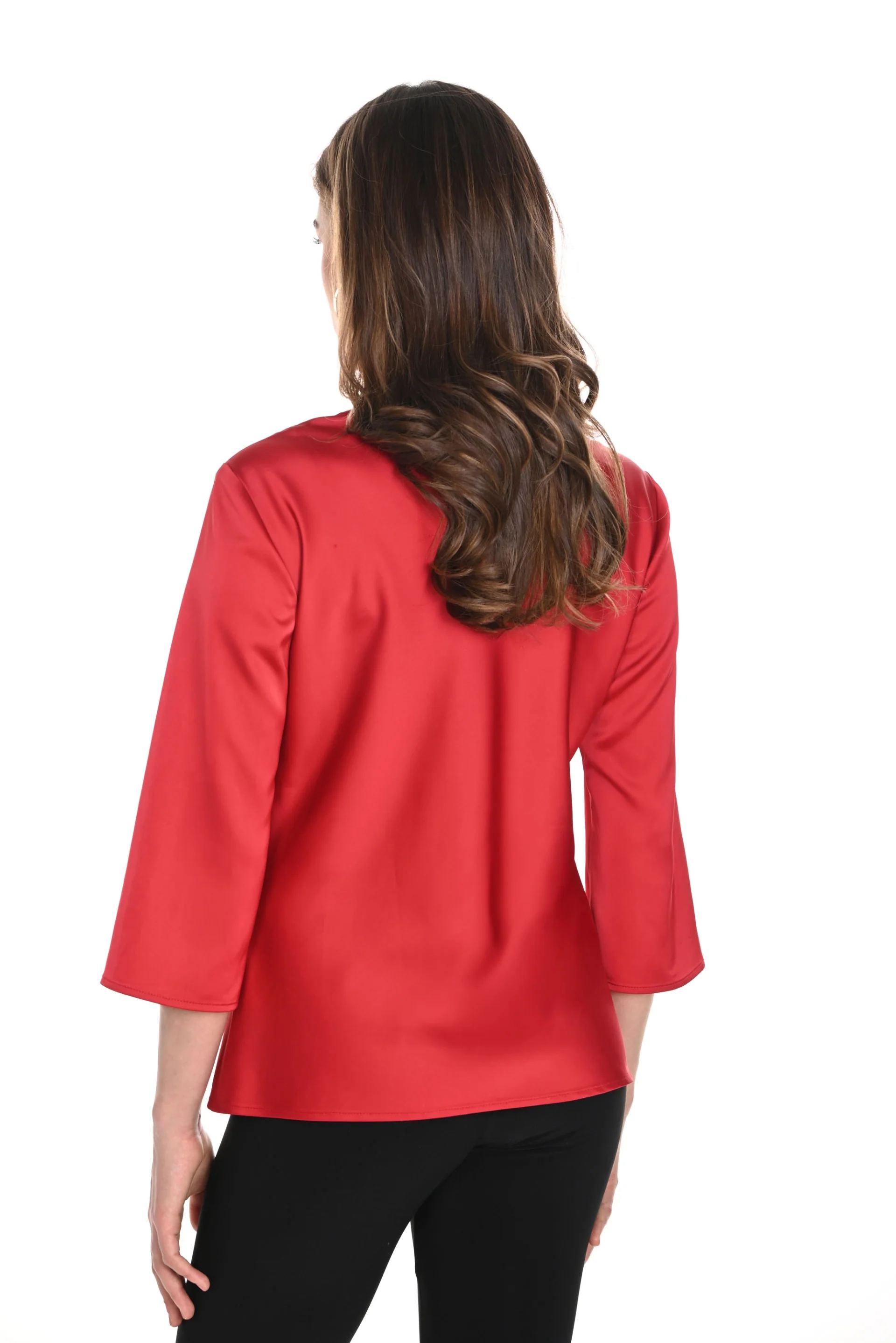 Frank Lyman Red Satin Cowl Neck Top Style 244125 - Image 3