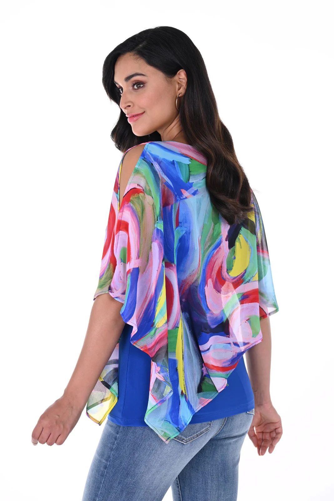 Frank Lyman Royal/Multi Top With Chiffon Overlay Style 246374 - Image 2