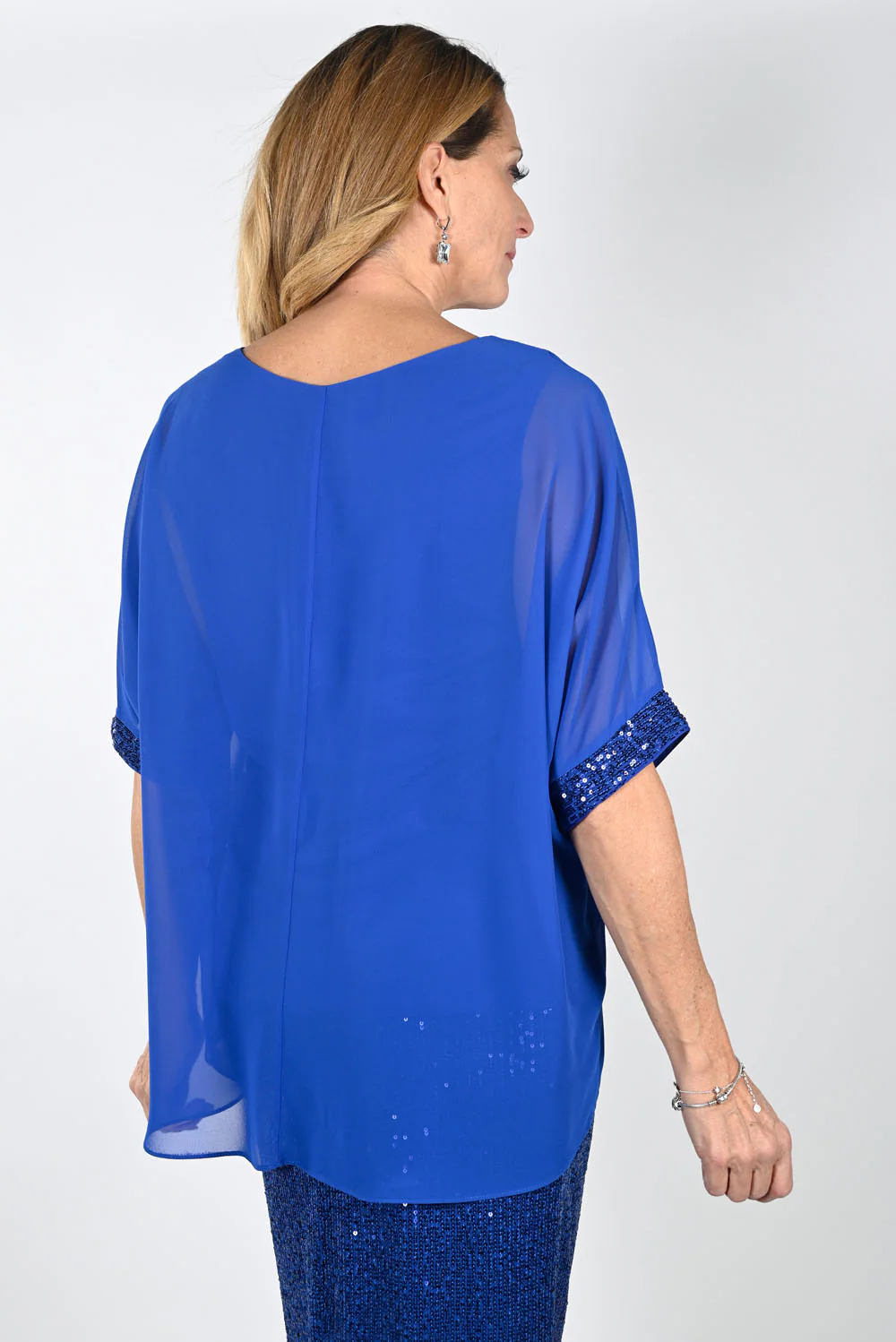 Frank Lyman Royal Top with Chiffon Overlay Style 239122 - Image 2
