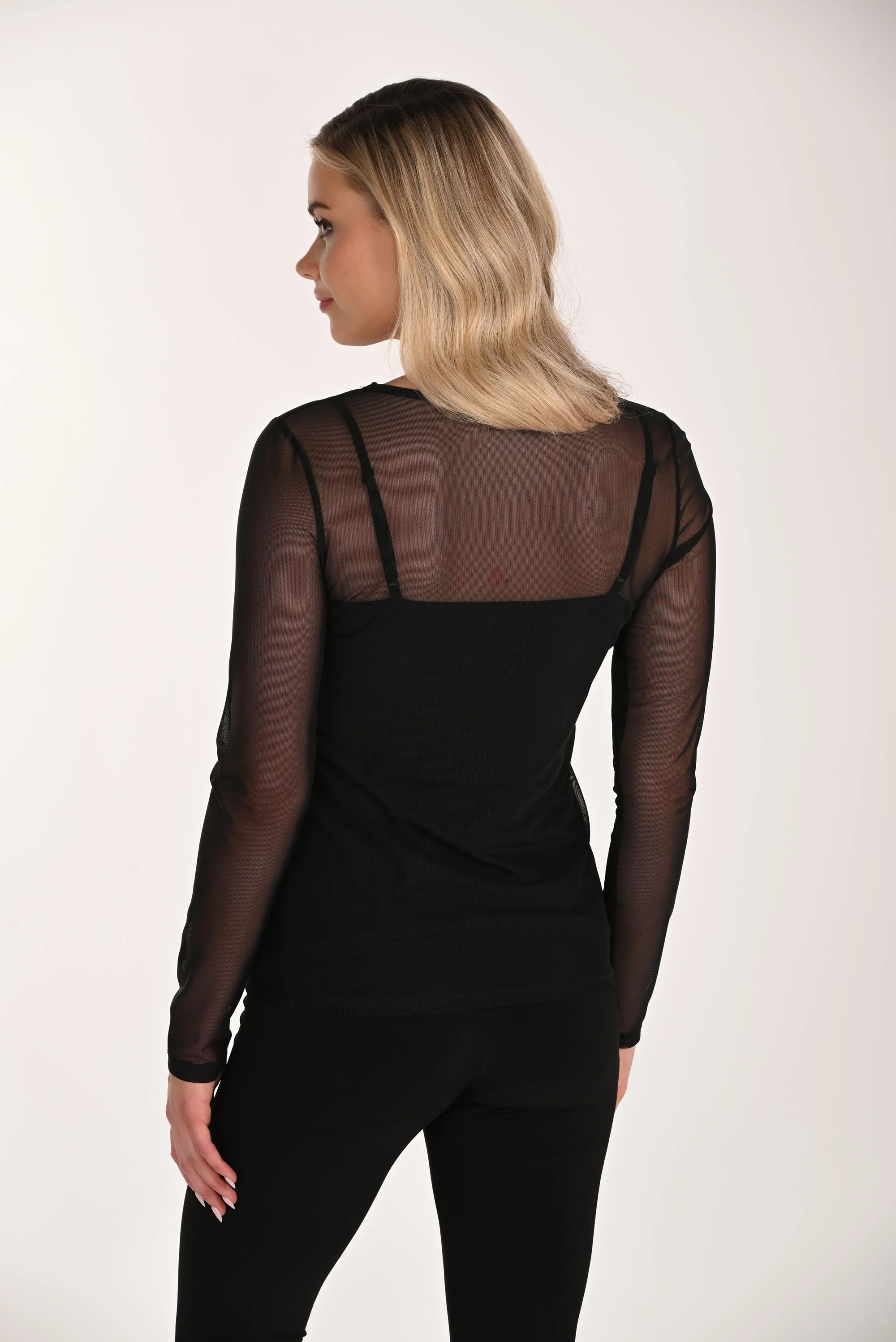 Frank Lyman Silky Knit & Mesh Hip-length Top Style 266148 - Image 2