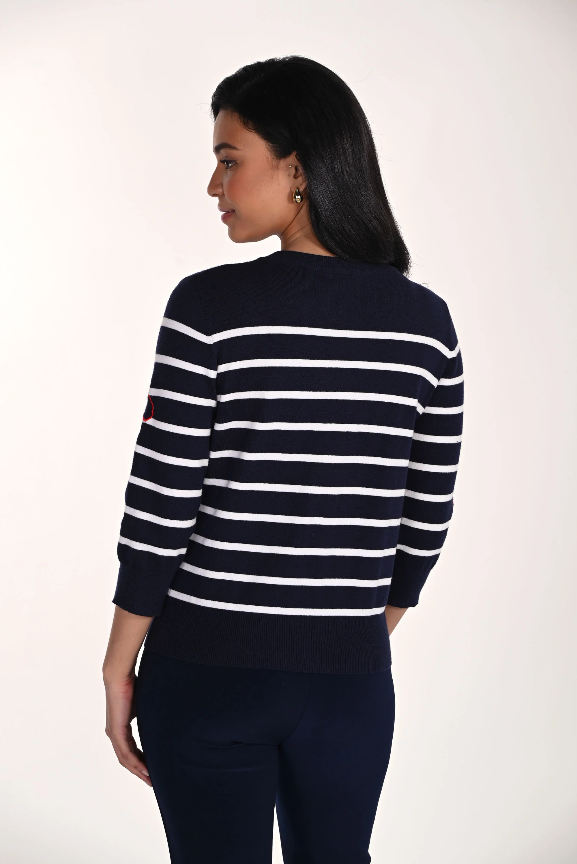 Frank Lyman Striped Cardigan with Floral Embroidery Style 266553 - Image 2
