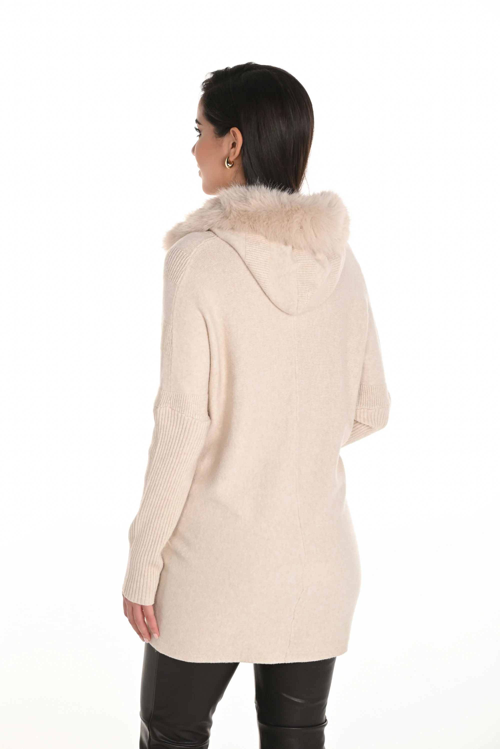 Frank Lyman Sweater with Hoodie and Pearl Detailing Style 253780 - Image 4