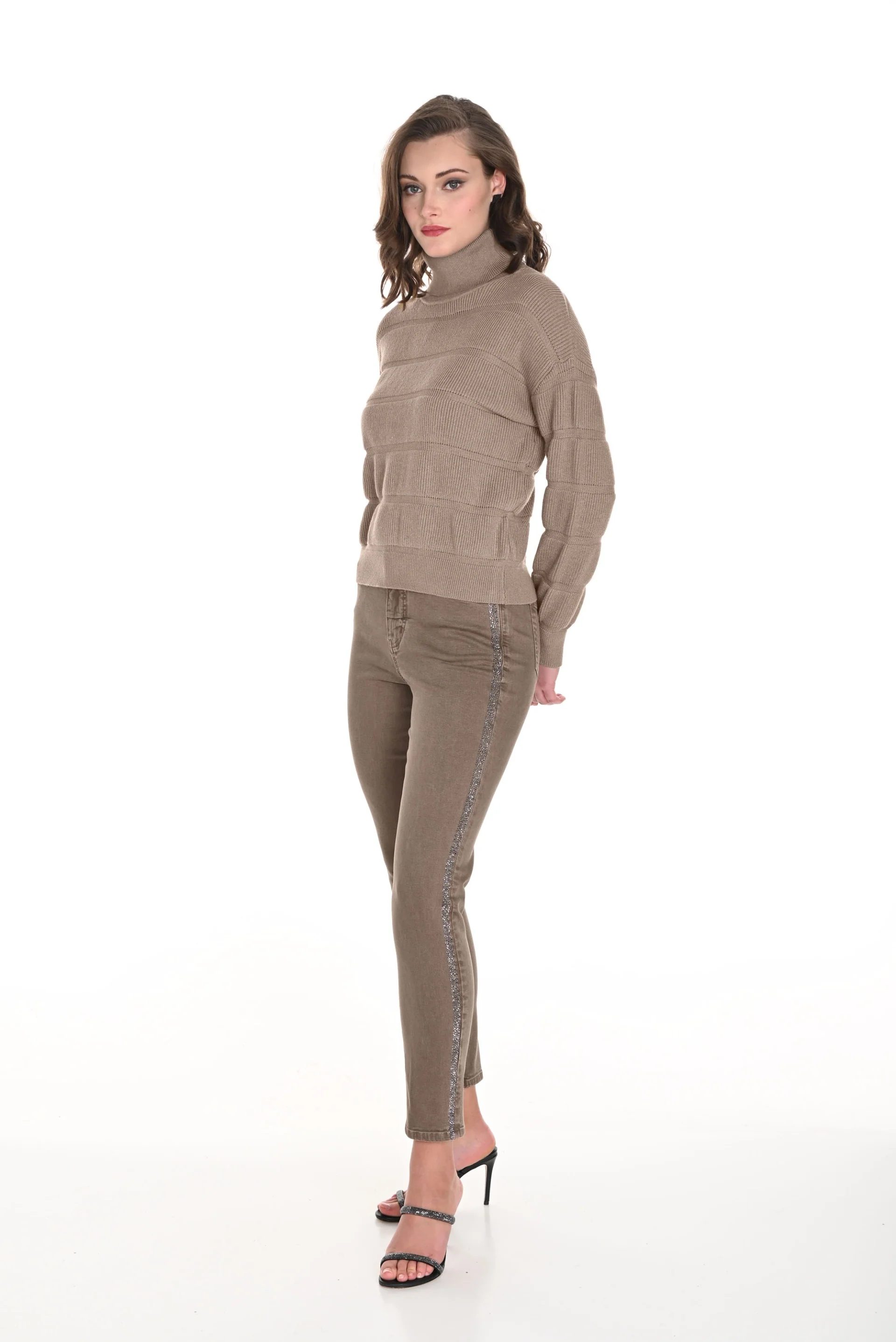 Frank Lyman Taupe Jean Pants with Embellishments Style 244649U - Image 3