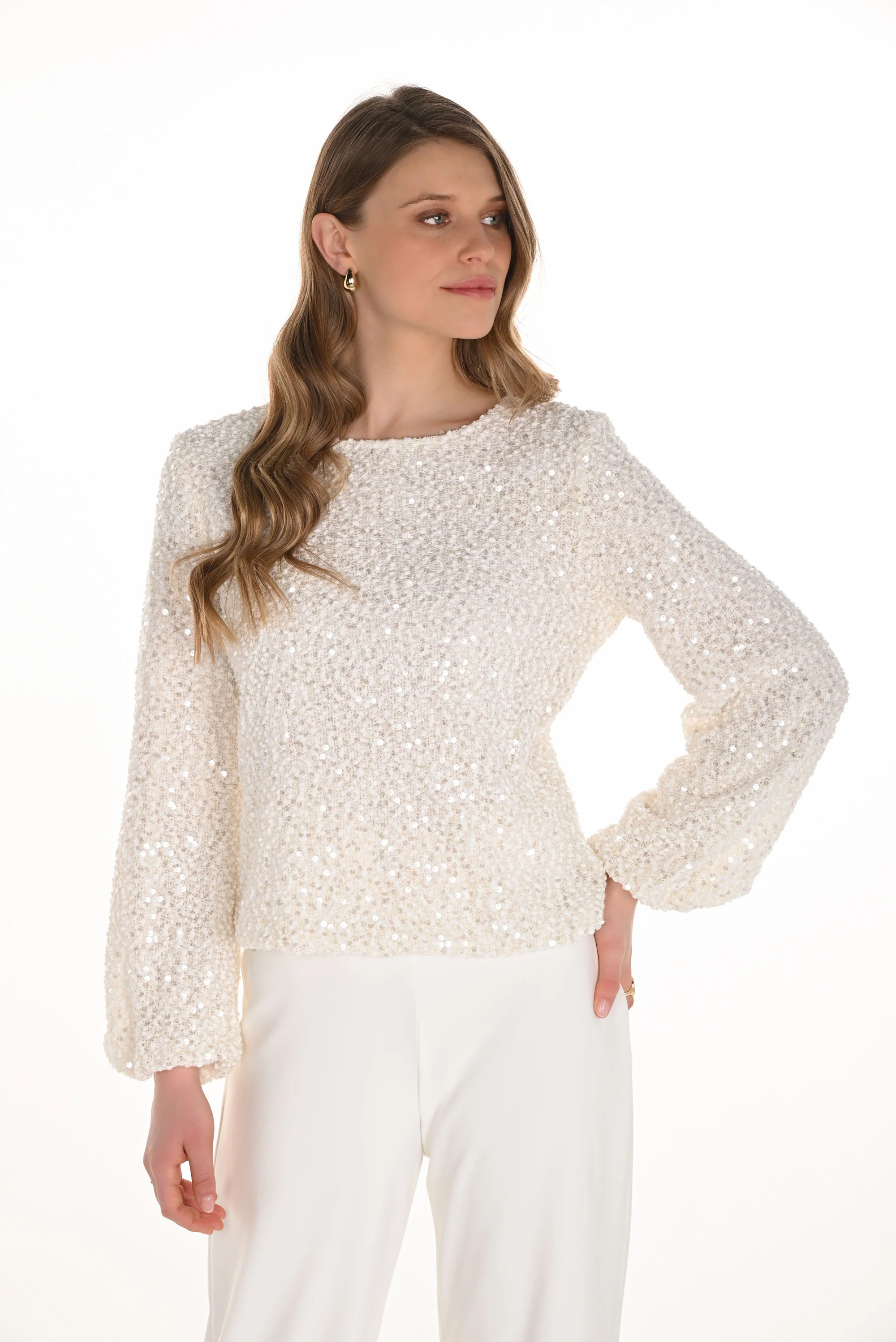 Frank Lyman Textured Crew Neck Pullover Style 254205 - Image 3