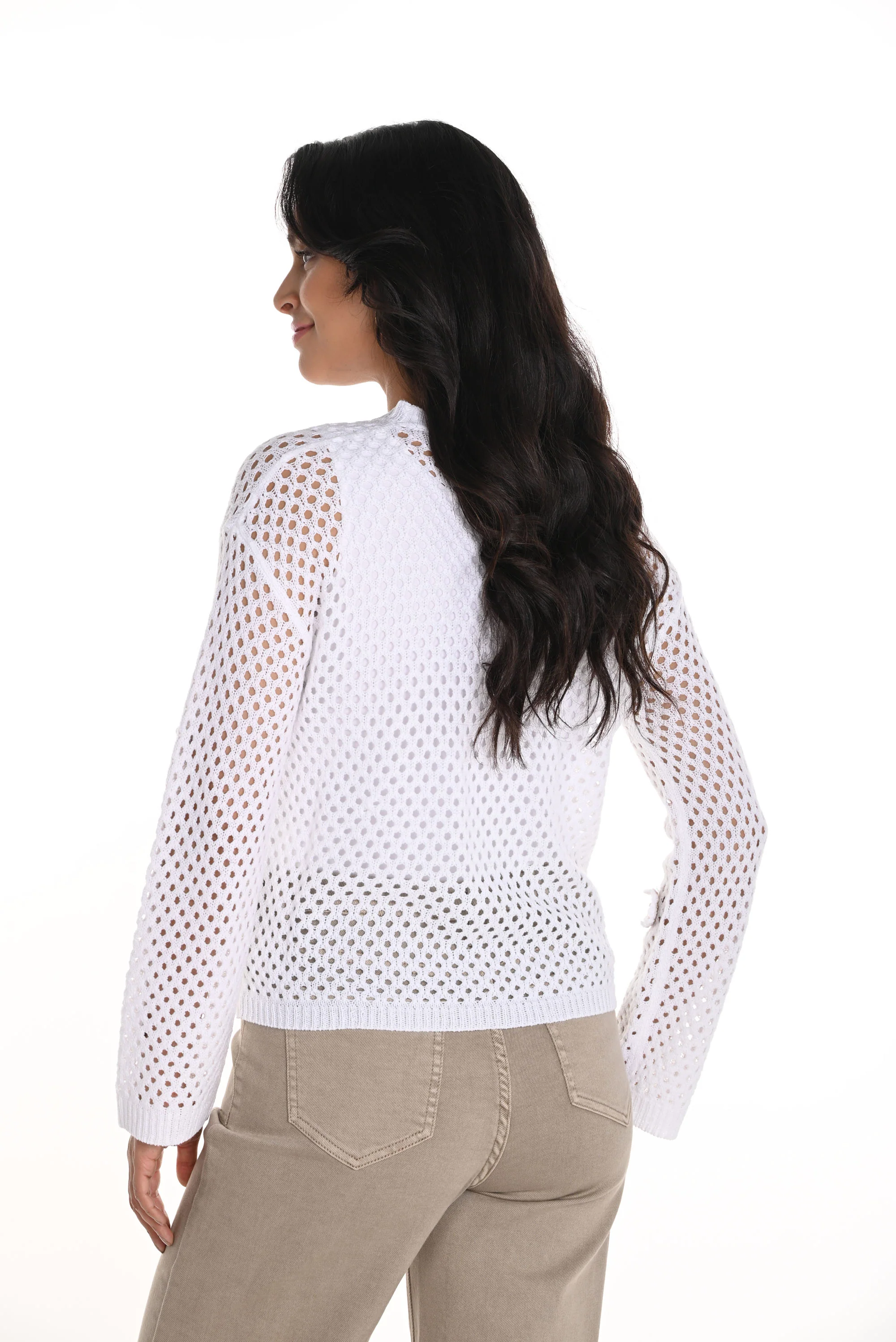 Frank Lyman White Embellished Crew Neck Top Style 256746U - Image 2