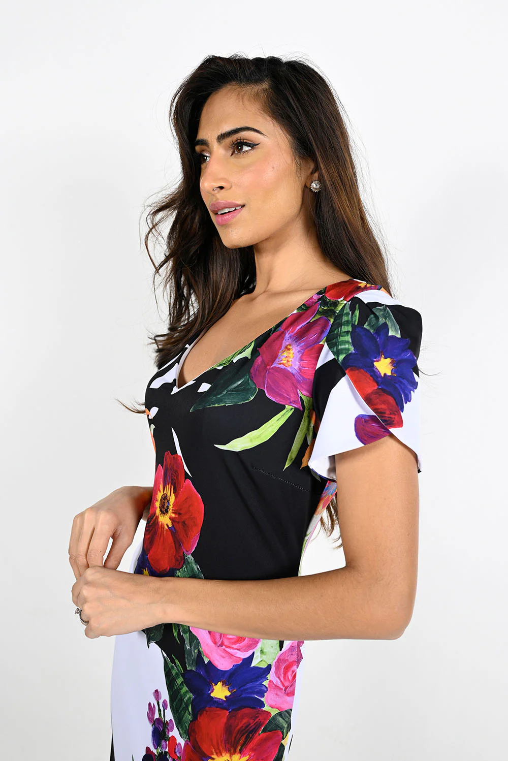 Frank Lyman White/Fuchsia Dress Style 221342-FL - Image 3